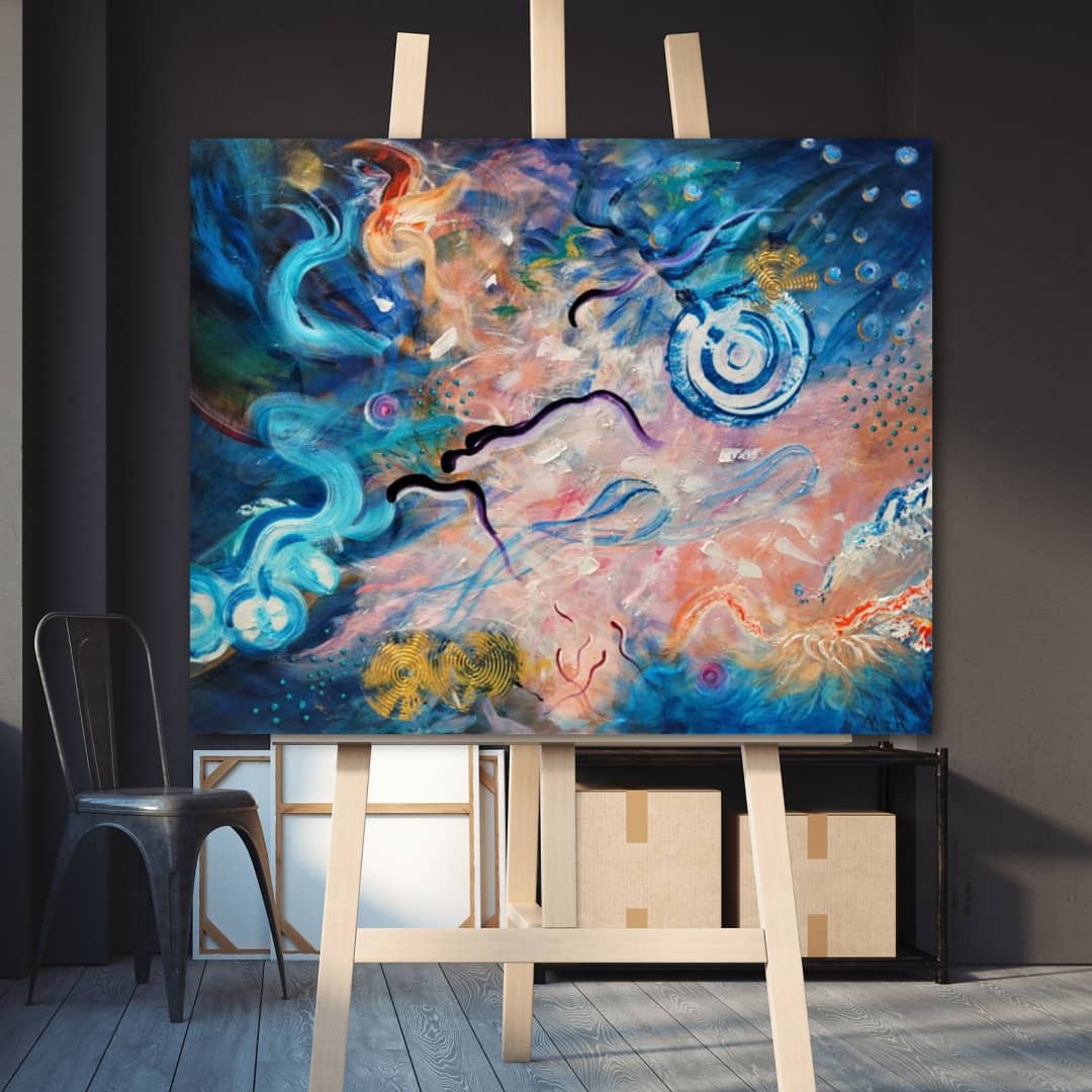 Australian Abstract Artist Mitch Miller Painting ~ 'Mesmerised' - Curate Art & Design Gallery in Sorrento, Mornington Peninsula, Melbourne