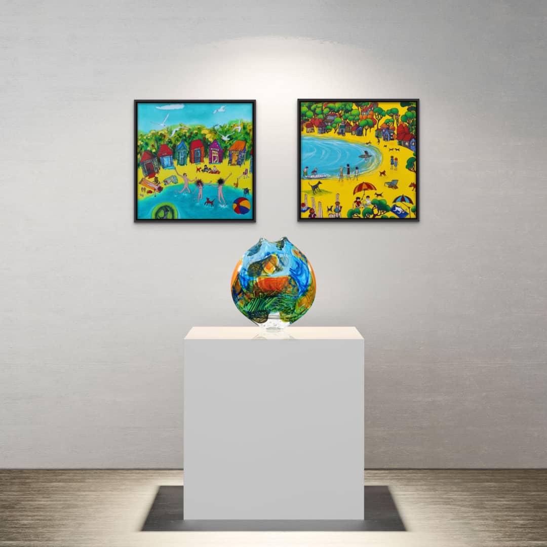 Australian Artists Beverley Skurulis (Paintings) and Noel Hart (Glass) Exhibit at Curate Art & Design Gallery Sorrento Mornington Peninsula Melbourne