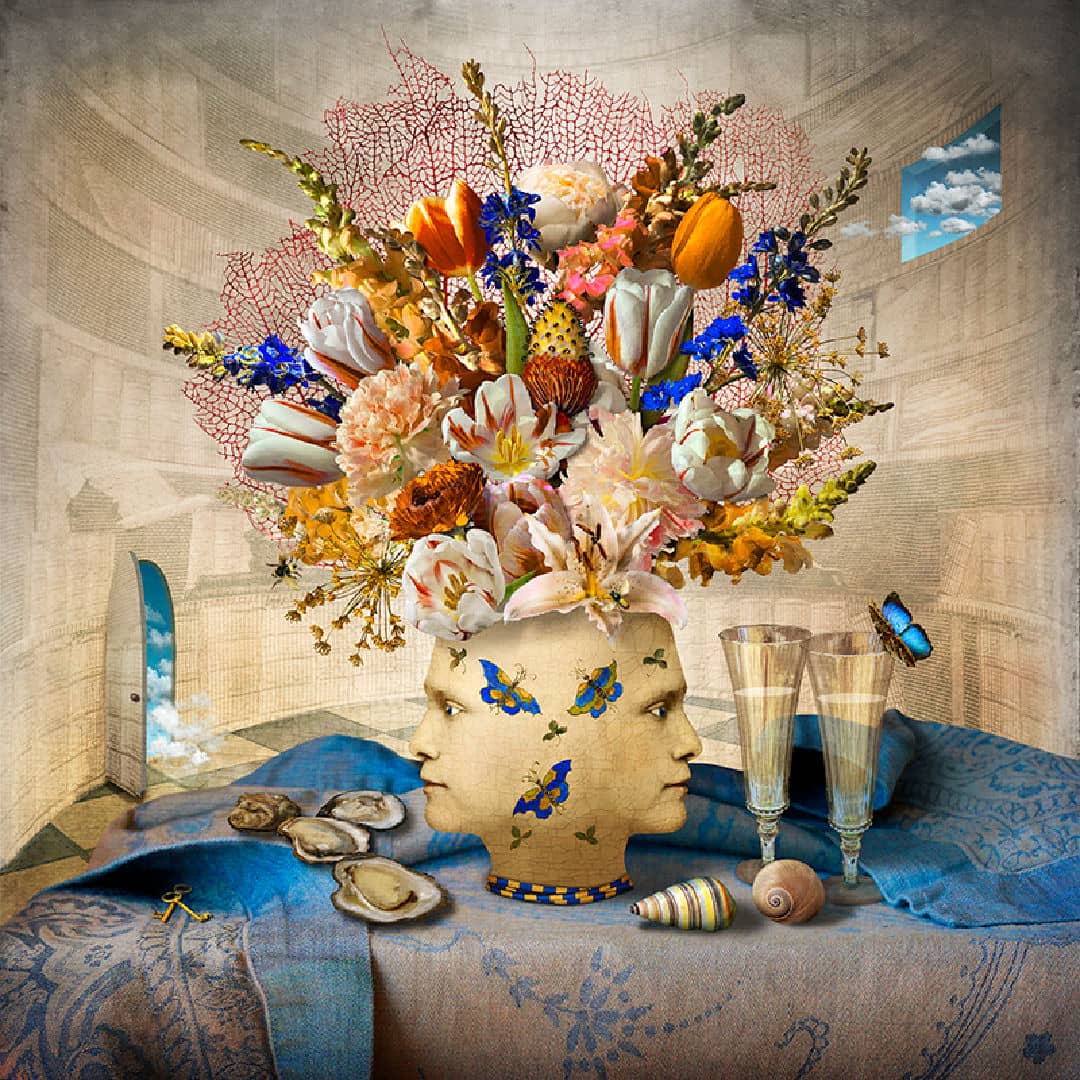 Digital Composite Photography Artist Maggie Taylor Photomontage ~ 'The Philosopher's Study' - Available in Australia at Curate Art & Design Gallery Sorrento Mornington Peninsula Melbourne