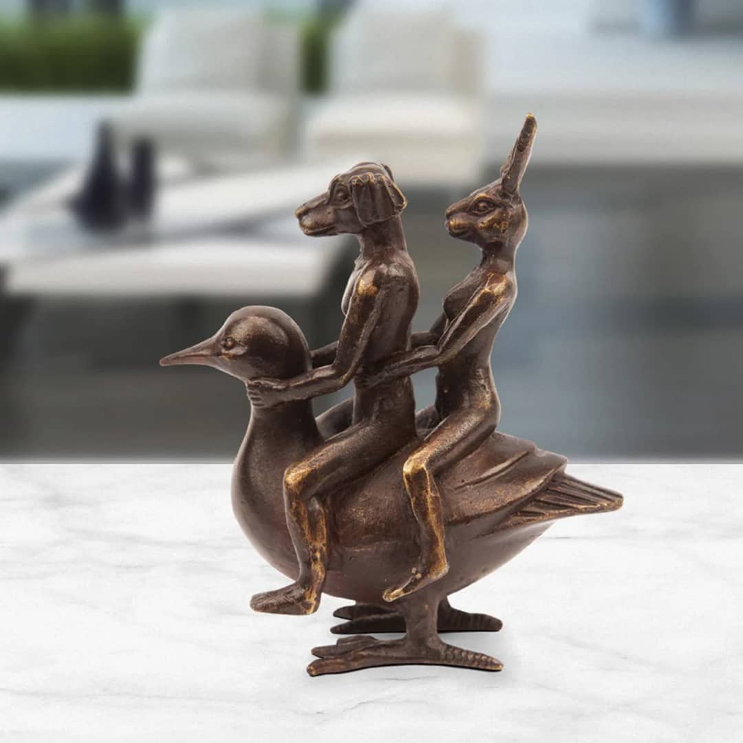 Gillie and Marc Bronze Sculpture ~ 'Duck Riders in Love' - Curate Art & Design Gallery Sorrento Mornington Peninsula Melbourne