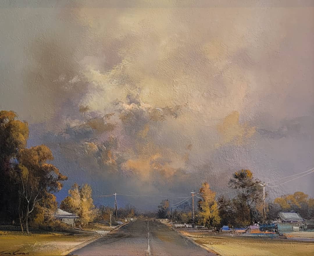 Chris Kandis Painting ~ 'Balwyn Road, Balwyn' - Curate Art & Design Gallery Sorrento Mornington Peninsula Melbourne