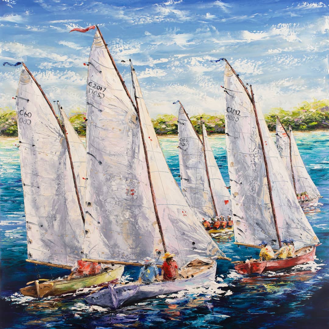 Tasmanian-Based Australian Artist Esther Shohet Painting ~ 'Couta Boats at Sorrento' - Curate Art & Design Gallery Sorrento Mornington Peninsula Melbourne