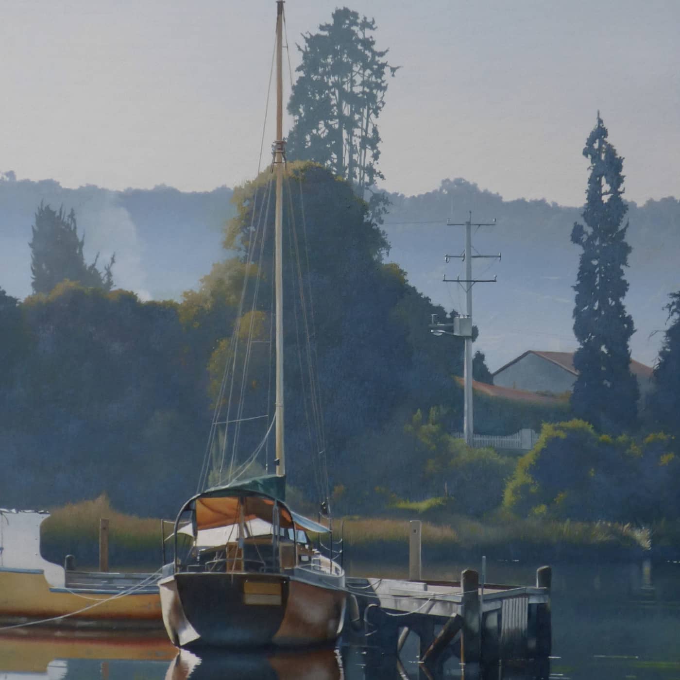 Peninsula-Based Australian Artist Jim Stagg Painting ~ 'The Huon River at Franklin' - Curate Art & Design Gallery Sorrento Mornington Peninsula Melbourne
