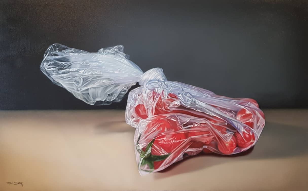 Peninsula Based Australian Artist Jim Stagg Painting ~ 'Bag of Tomatoesl' - Curate Art & Design Gallery Sorrento Mornington Peninsula Melbourne