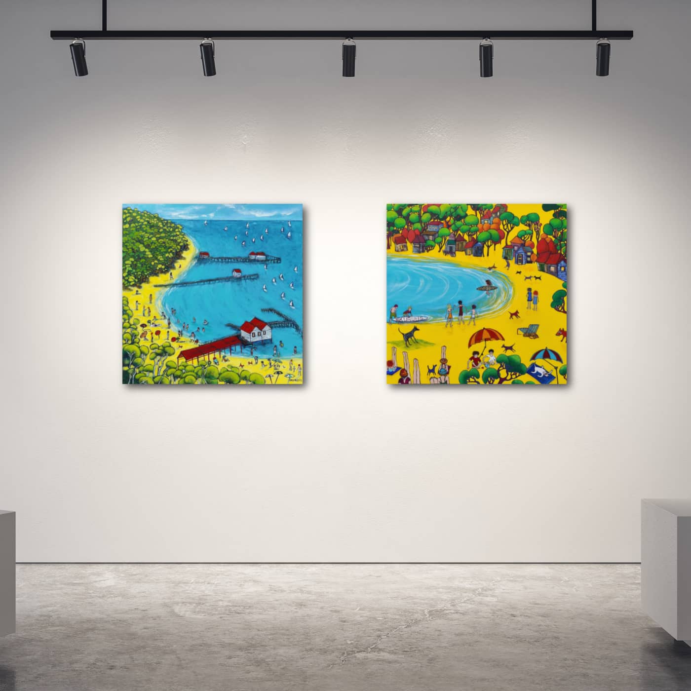 Tasmanian-Based Australian Artist Beverley Skurulis Painting ~ 'Sea You at Sorrento' (Left) - Curate Art & Design Gallery Sorrento Victoria