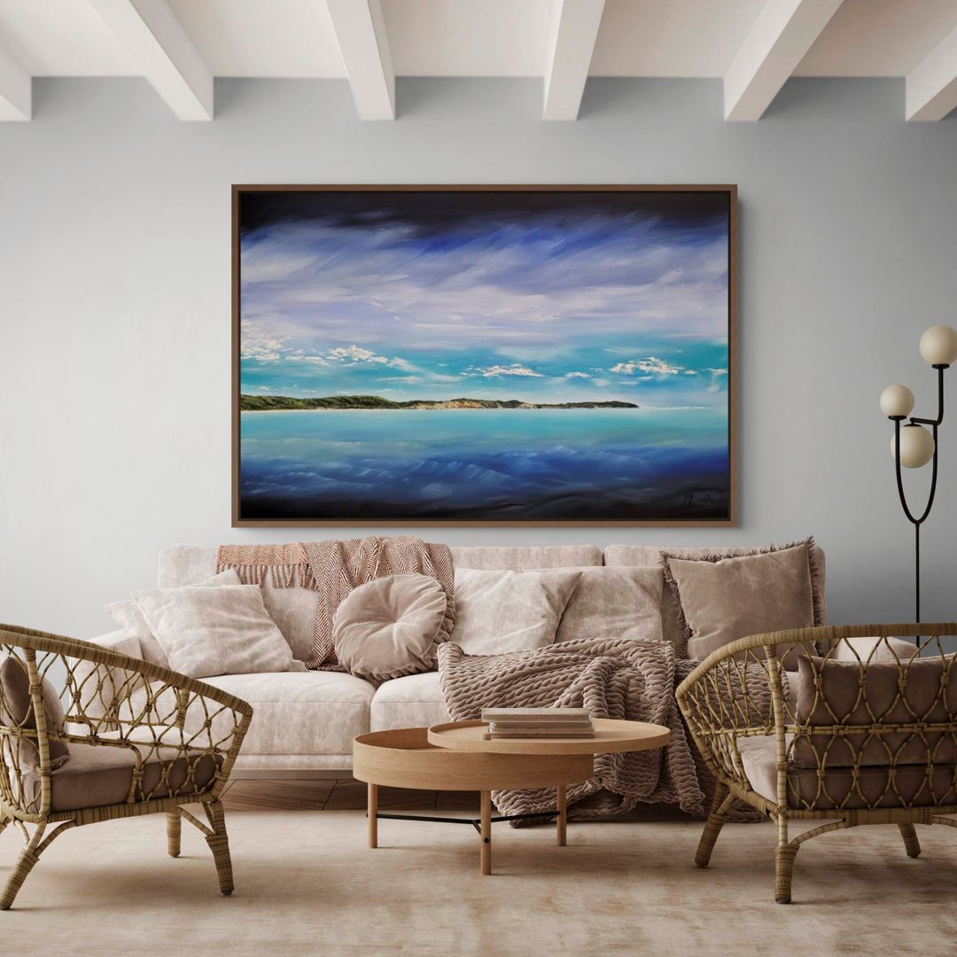 Australian abstract artist Mitch Miller painting ~ 'Coming Home' - Exclusively  at Curate Art & Design Gallery in Daylesford, Melbourne.