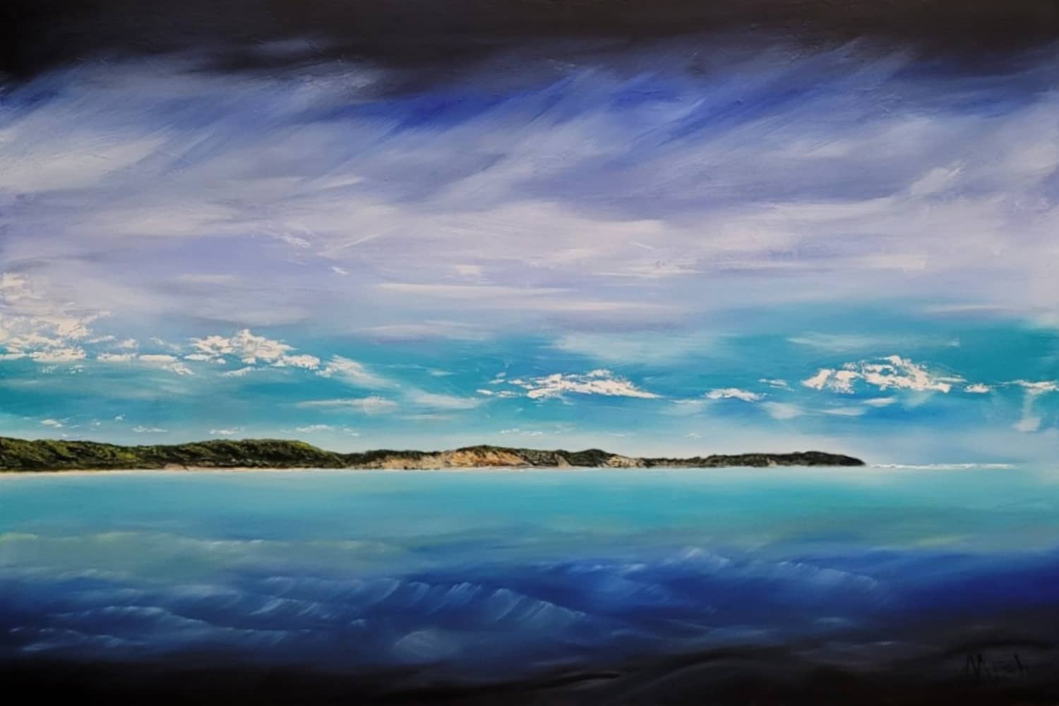 Australian abstract artist Mitch Miller painting ~ 'Coming Home' - Available at Curate Art & Design Gallery in Sorrento, Mornington Peninsula, Melbourne.