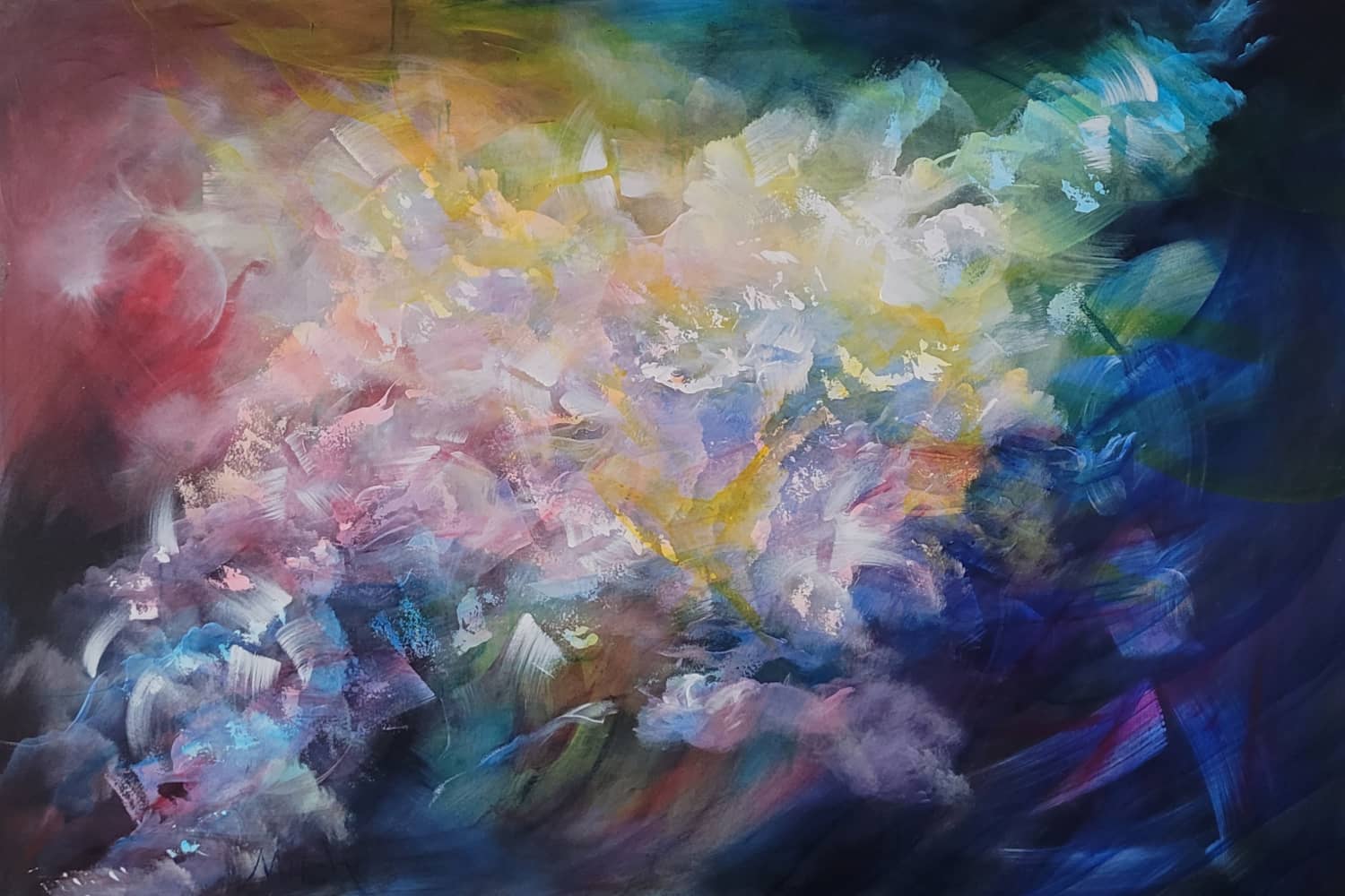 Australian abstract artist Mitch Miller painting ~ 'Feathers That Perches in the Soul' - Available at Curate Art & Design Gallery in Sorrento, Mornington Peninsula, Melbourne.