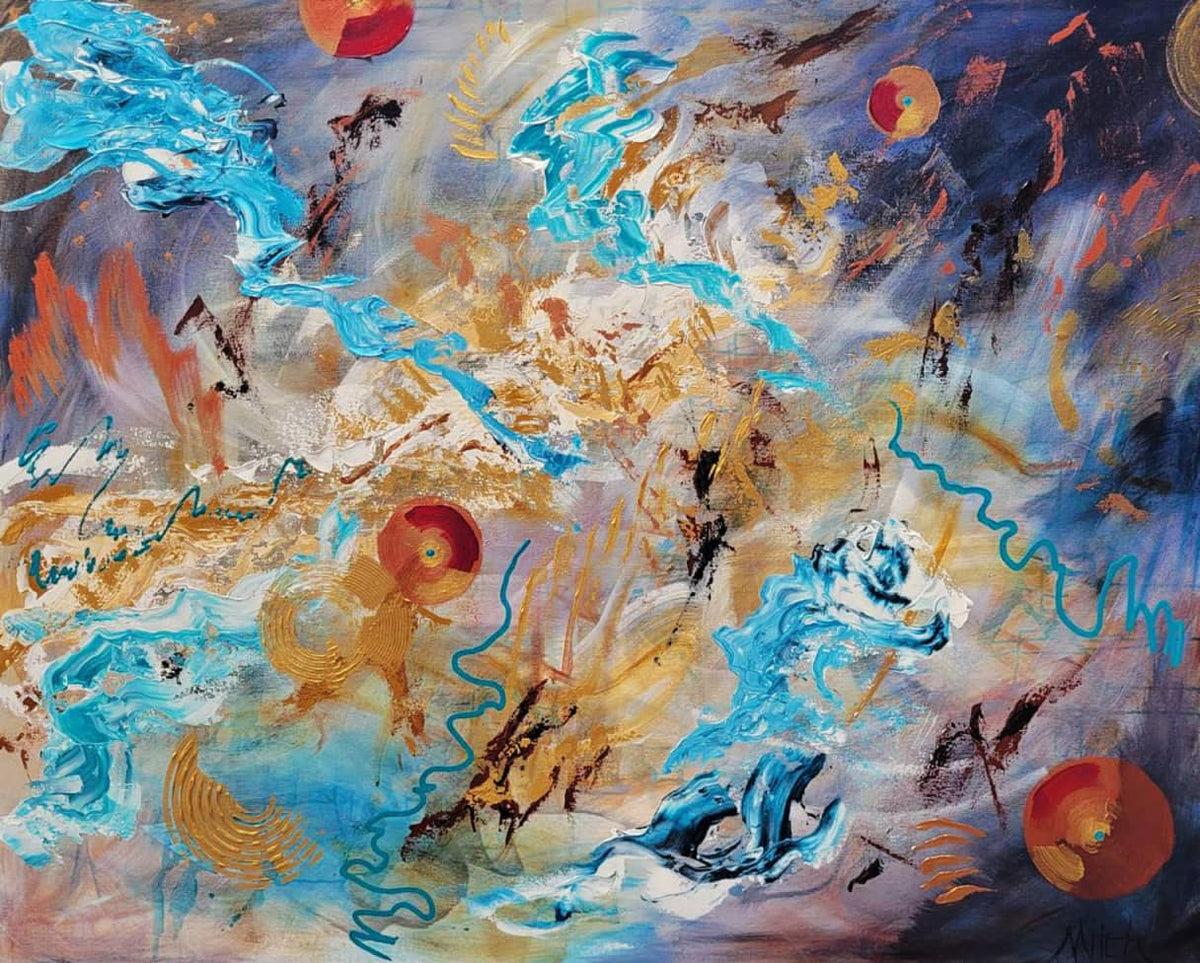 Curate Art Example Australian Abstract Artist Mitch Miller Painting ~ 'Meteoric'