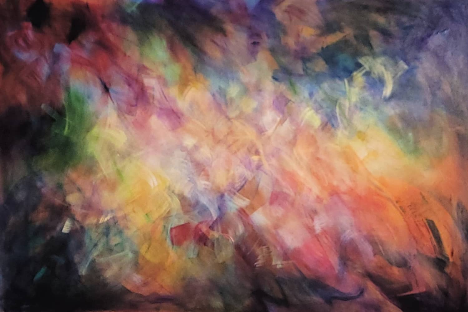 Australian abstract artist Mitch Miller painting ~ 'Rainbow Dreaming' - Exclusively at Curate Art & Design Gallery in Daylesford, Victoria.