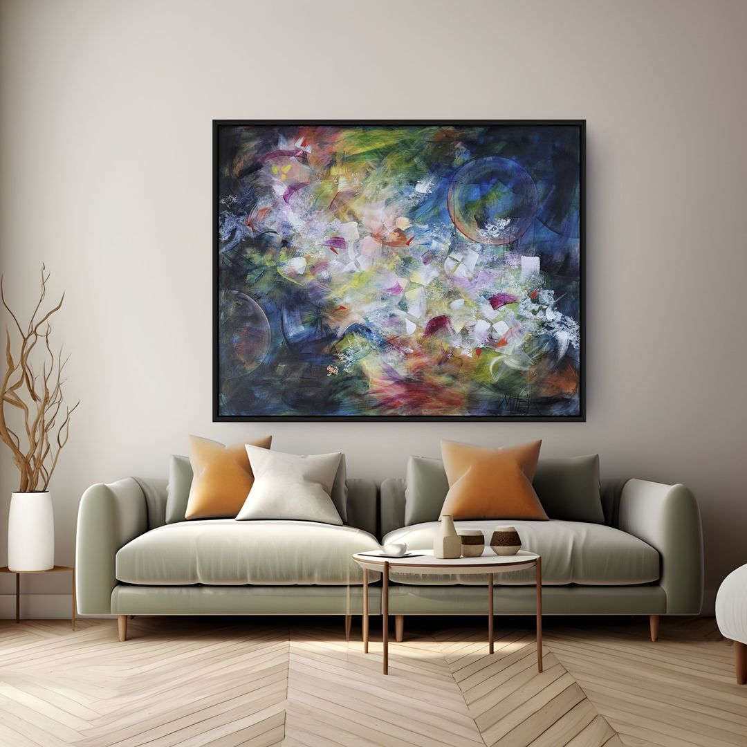 Australian abstract artist Mitch Miller painting ~ 'The Music I Hear' - Exclusively at Curate Art & Design Gallery in Daylesford, Melbourne.