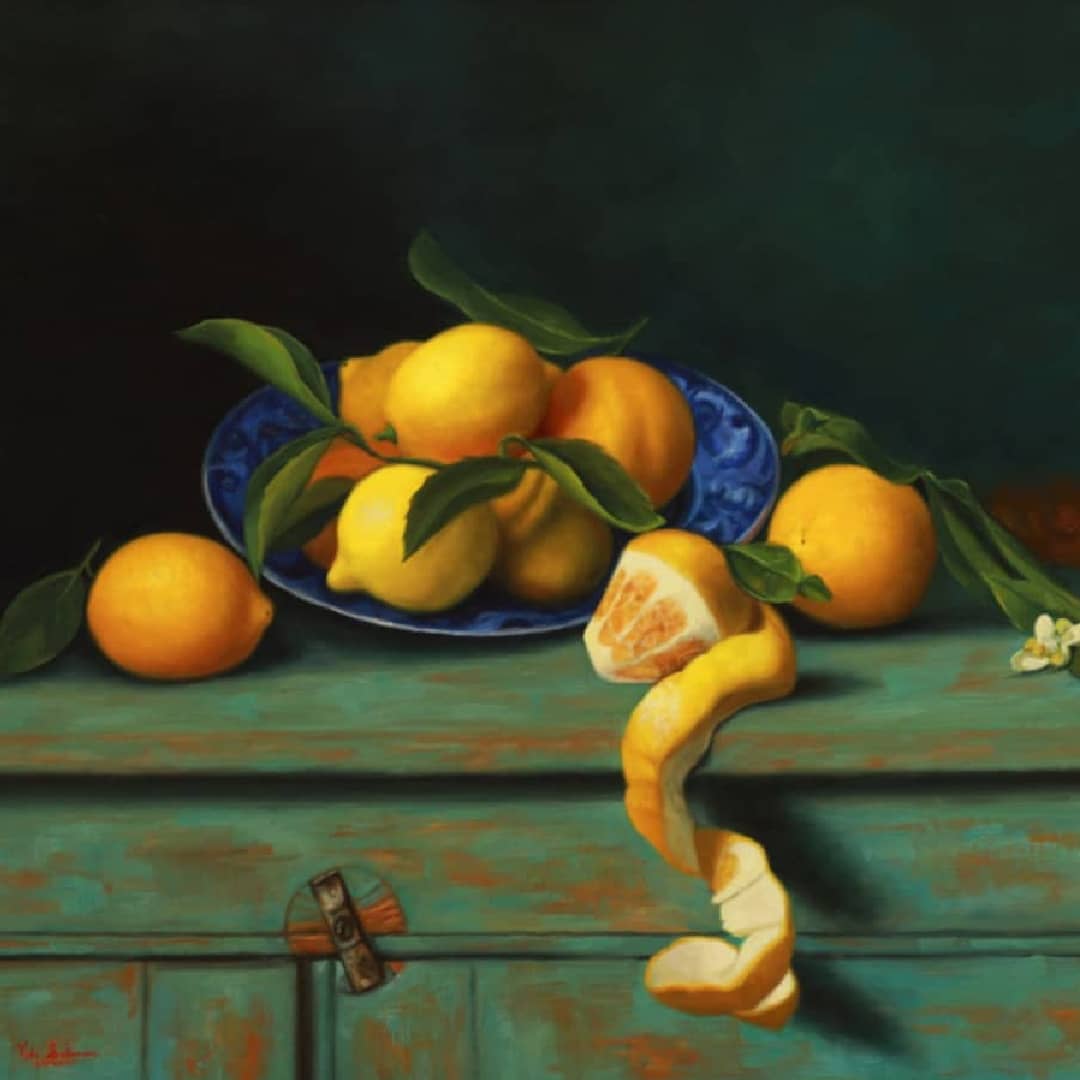 Vicki Sullivan Painting ~ 'Louises' Lemons' - Curate Art & Design Gallery Sorrento Mornington Peninsula Melbourne