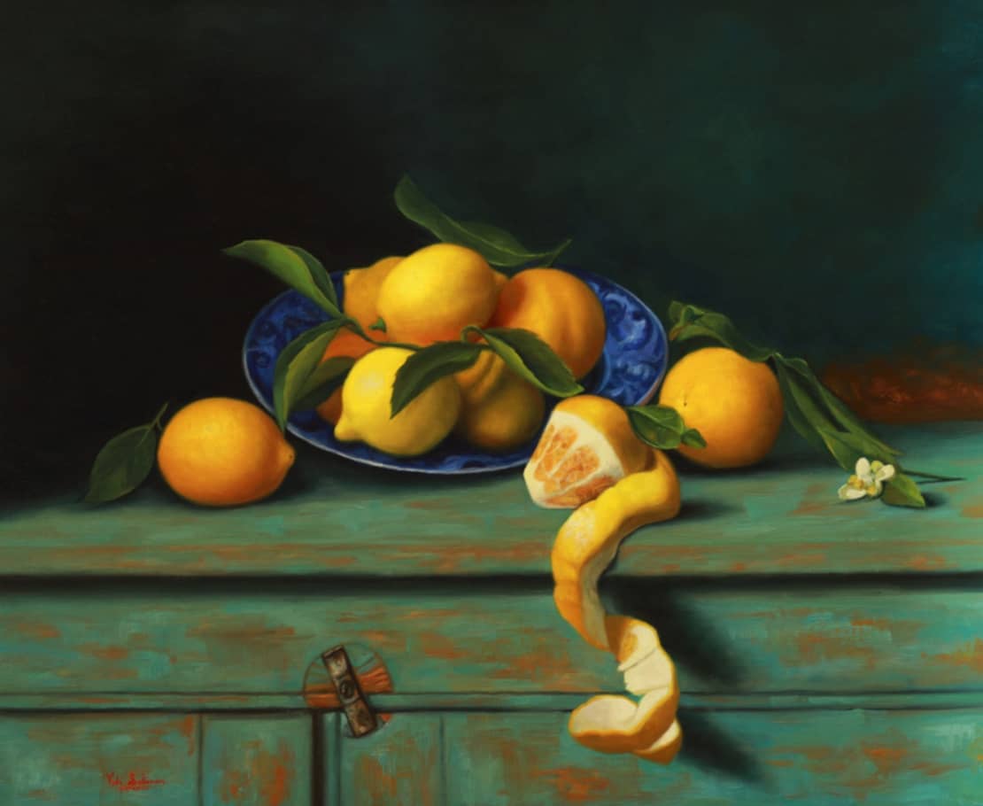 Vicki Sullivan Painting ~ 'Louises' Lemons' - Curate Art & Design Gallery Sorrento Mornington Peninsula Melbourne