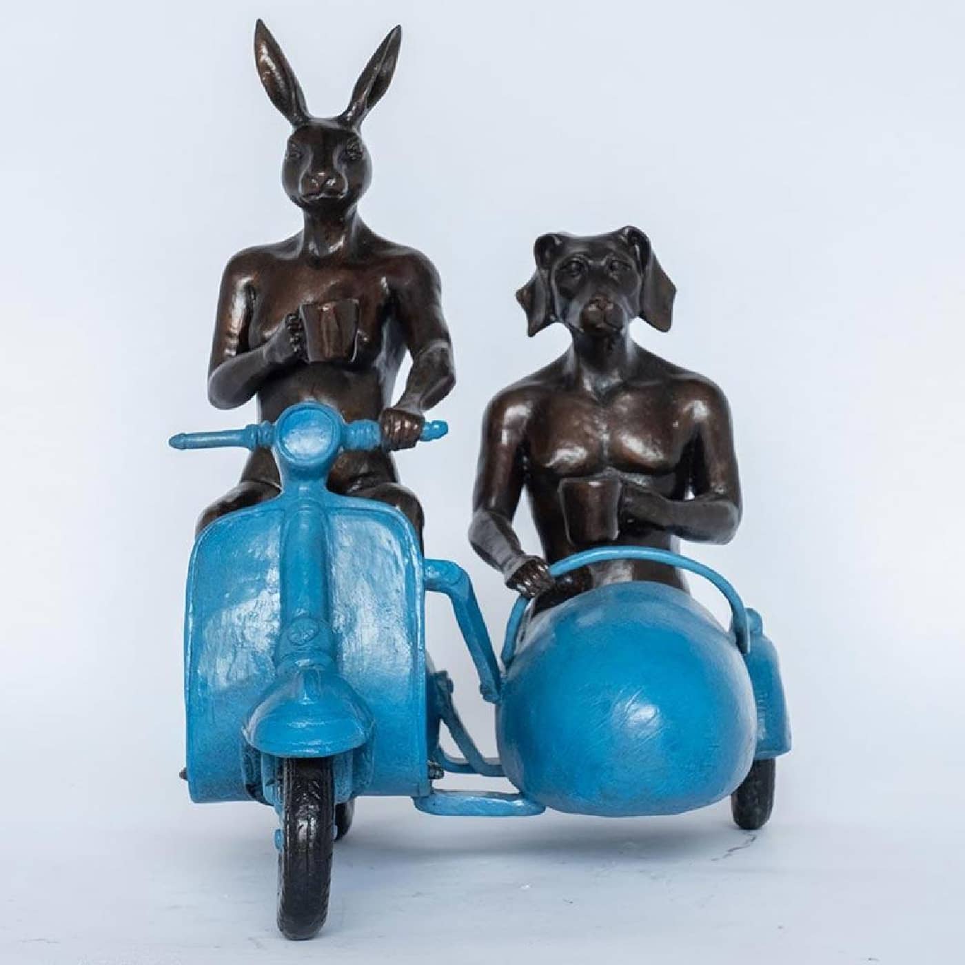 Gillie and Marc Sculpture (Bronze) ~ 'They Were Always Side by Side (Blue)' - Curate Art & Design Gallery Sorrento Mornington Peninsula Melbourne