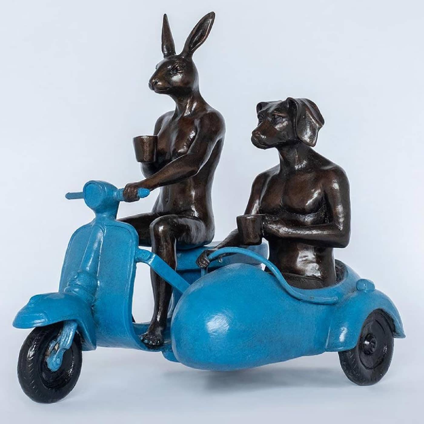 Gillie and Marc Sculpture (Bronze) ~ 'They Were Always Side by Side (Blue)' - Curate Art & Design Gallery Sorrento Mornington Peninsula Melbourne