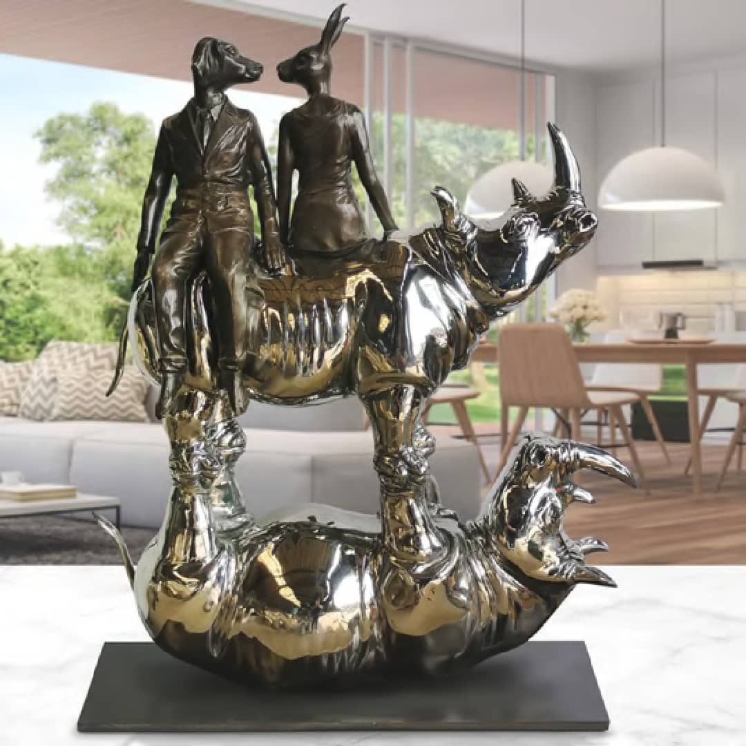 Gillie and Marc Sculpture ~ 'Rhinos Are Balanced With a Little Love From Their Friends' - Curate Art & Design Gallery Sorrento Mornington Peninsula Melbourne