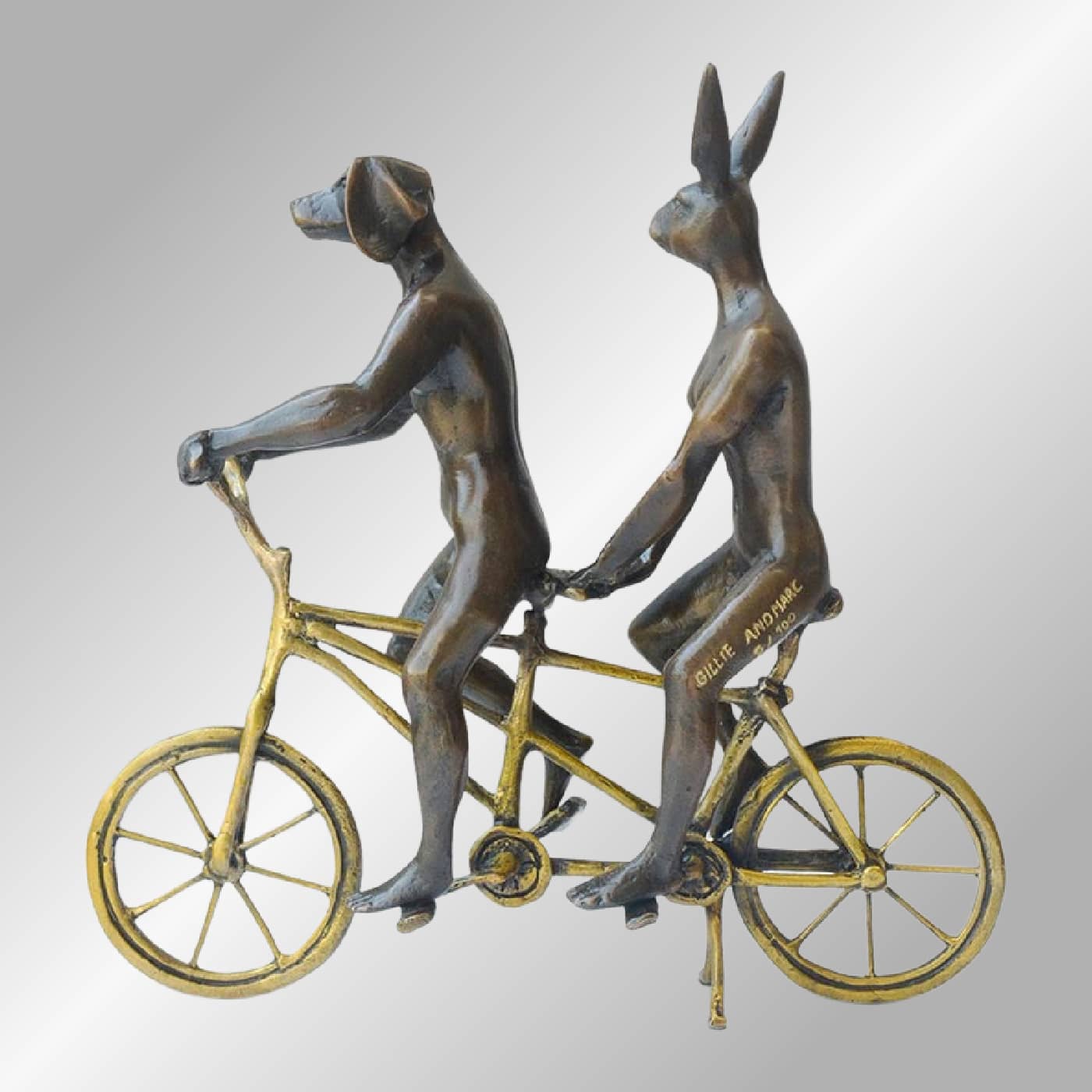 Gillie and Marc Bronze Sculpture ~ 'They Loved Riding Together in Paris' (Gold) - Curate Art & Design Gallery Sorrento Mornington Peninsula Melbourne