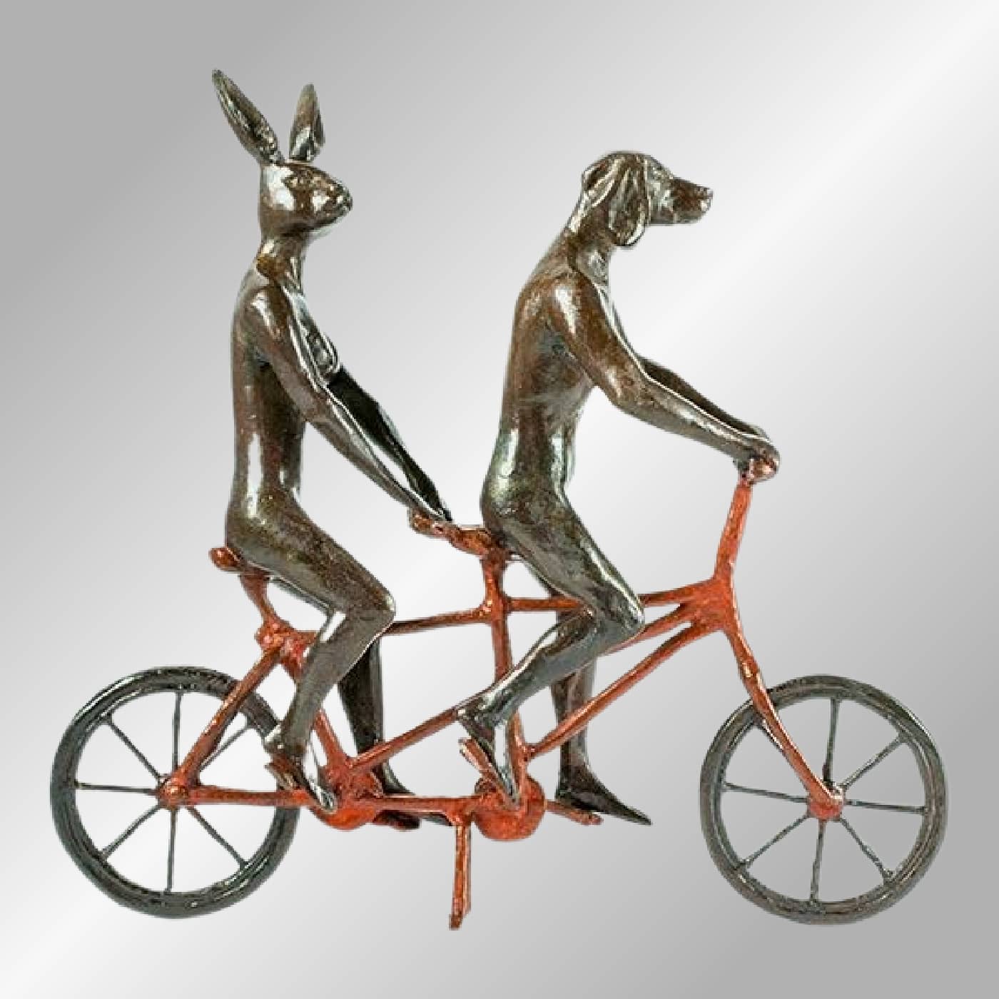 Gillie and Marc Bronze Sculpture ~ 'They Loved Riding Together in Paris' (Red)' - Curate Art & Design Gallery Sorrento Mornington Peninsula Melbourne