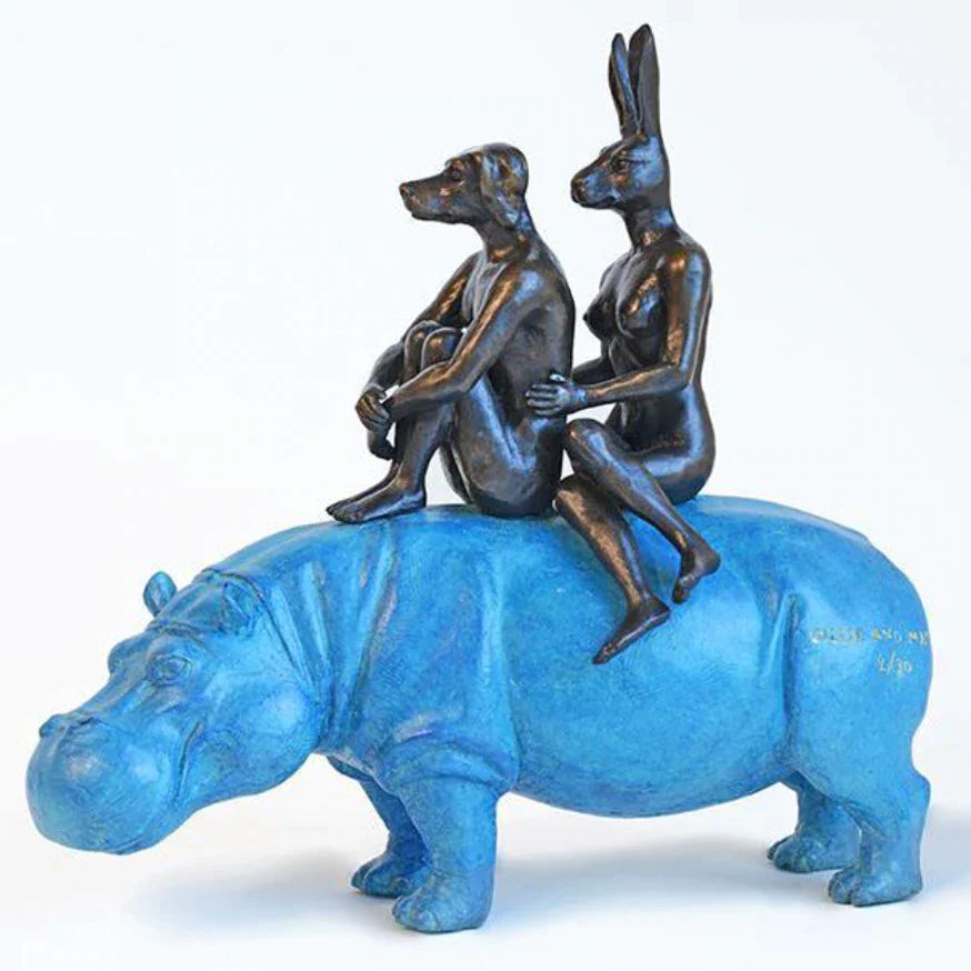 Gillie and Marc Bronze Sculpture ~ 'They Were Happy Hippo Riders' - Curate Art & Design Gallery Sorrento Mornington Peninsula Melbourne