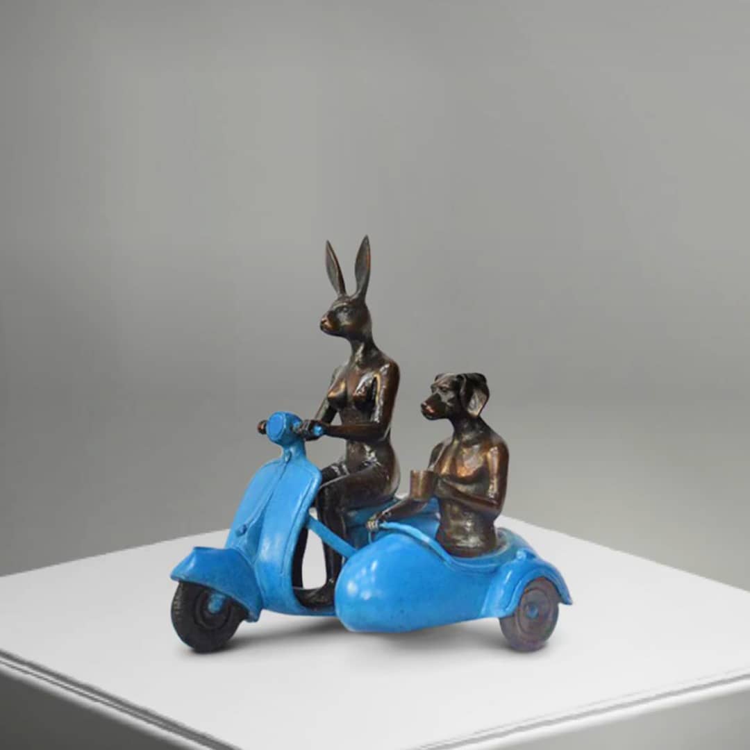 Gillie and Marc Sculpture ~ 'They Rode Side by Side for the Long Run' (Blue)