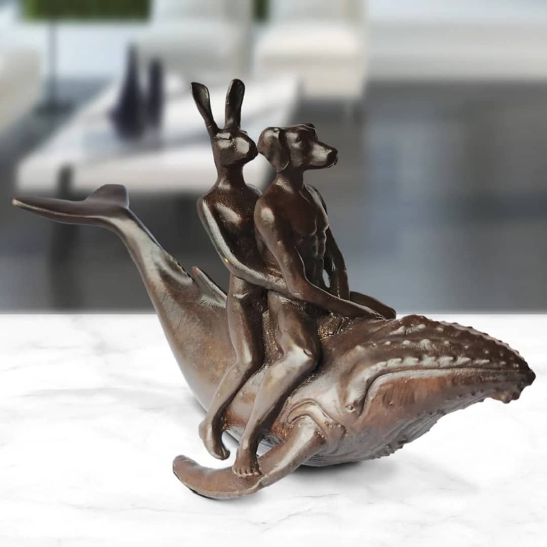 Gillie and Marc Sculpture (Bronze) ~ 'Whale Riders in the Sea' - Curate Art & Design Gallery Sorrento Mornington Peninsula Melbourne