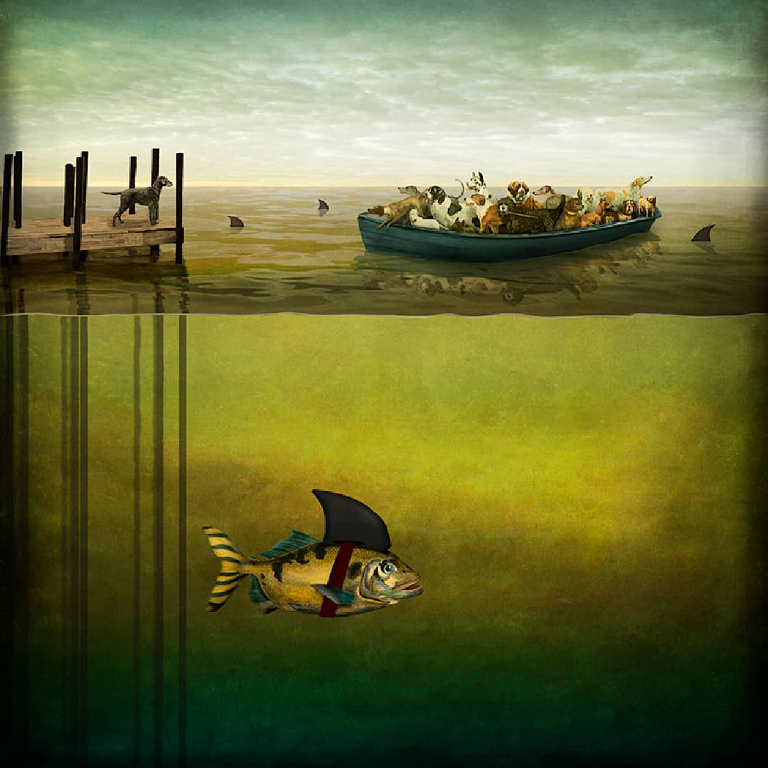 Maggie Taylor Art Photomontage ~ 'The Conundrum' 22" (Framed) (Sold)
