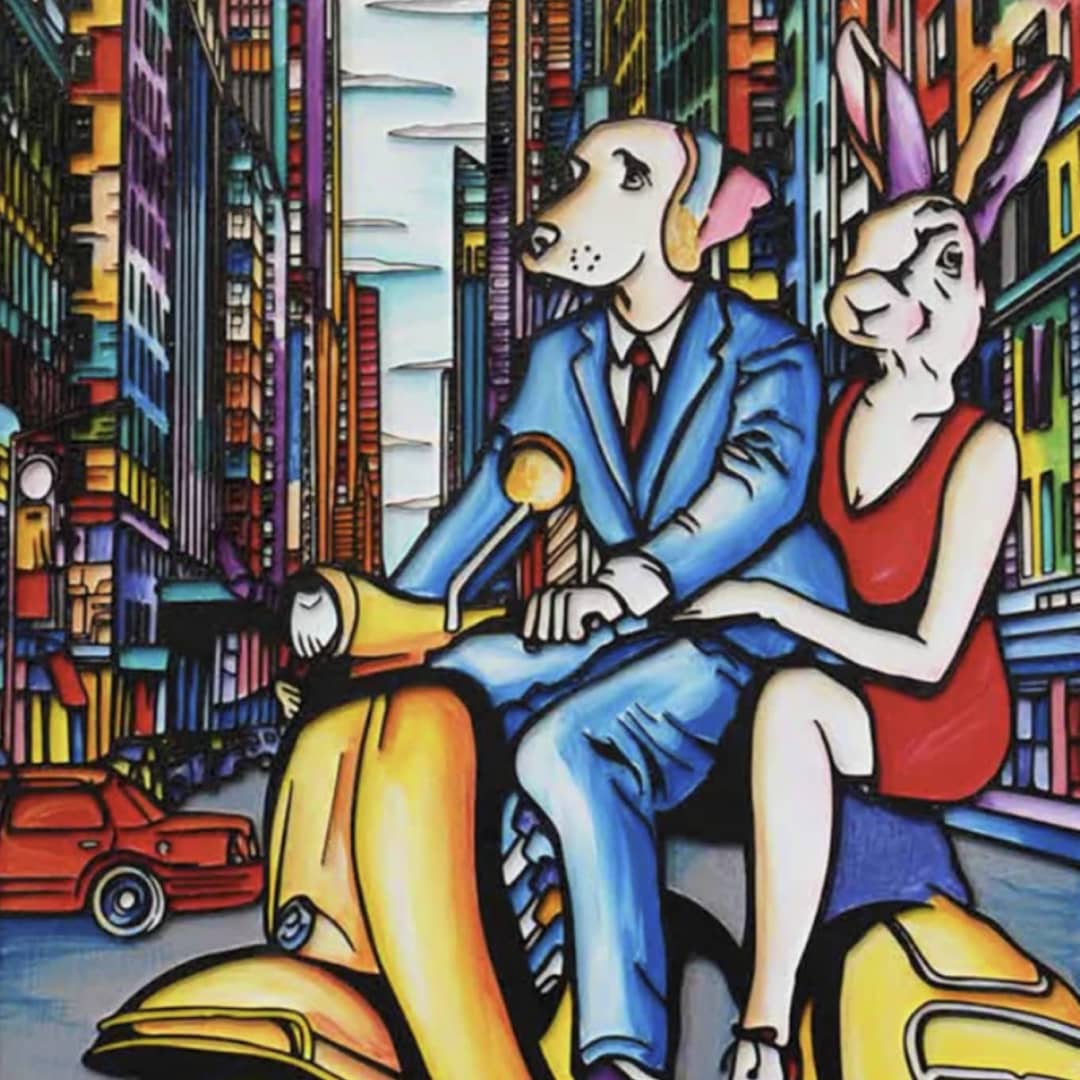 Gillie and Marc original painting ~ 'Big City Living' @ Curate Art & Design (Daylesford), Gillie and Marc's premier representatives in Melbourne metro.
