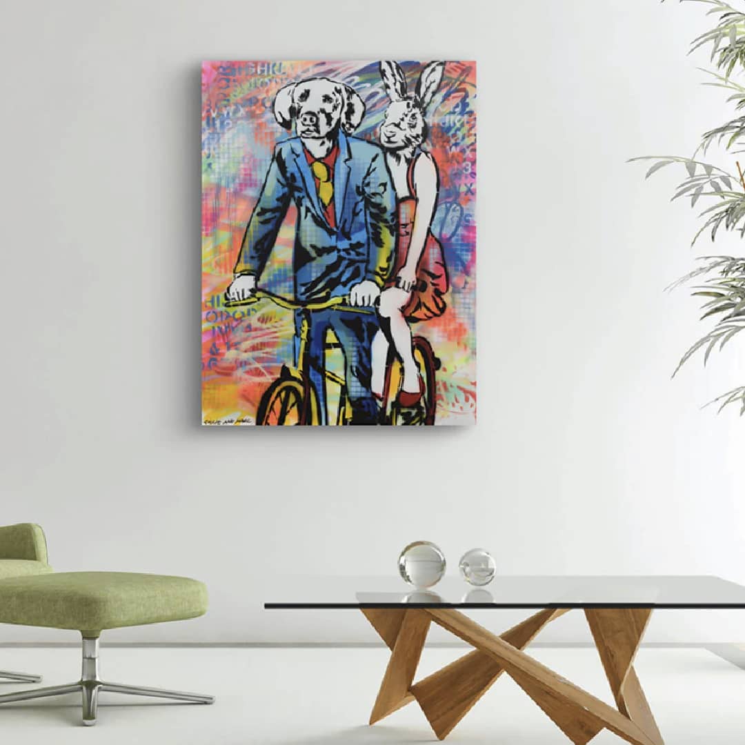 Gillie and Marc Painting ~ 'Biking for Two' - Curate Art & Design Gallery Sorrento, Mornington Peninsula, Melbourne