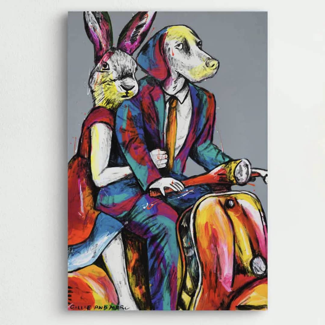 Gillie and Marc original painting ~ 'Just the Two of Us' @ Curate Art & Design, Gillie and Marc's premier representatives in Melbourne metro.