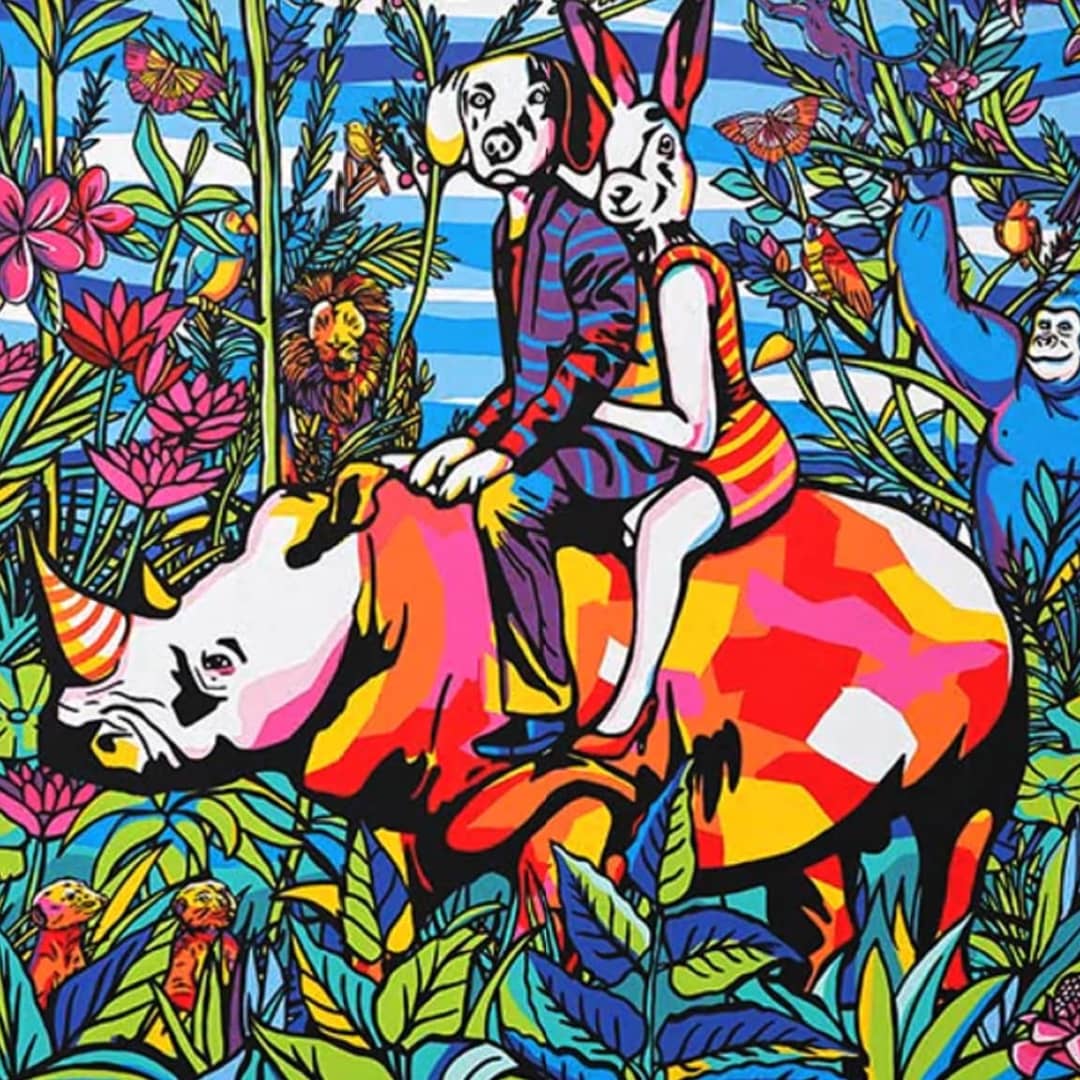 Gillie and Marc Painting ~ 'Love in the Jungle' - Curate Art & Design Gallery in Sorrento, Mornington Peninsula, Melbourne