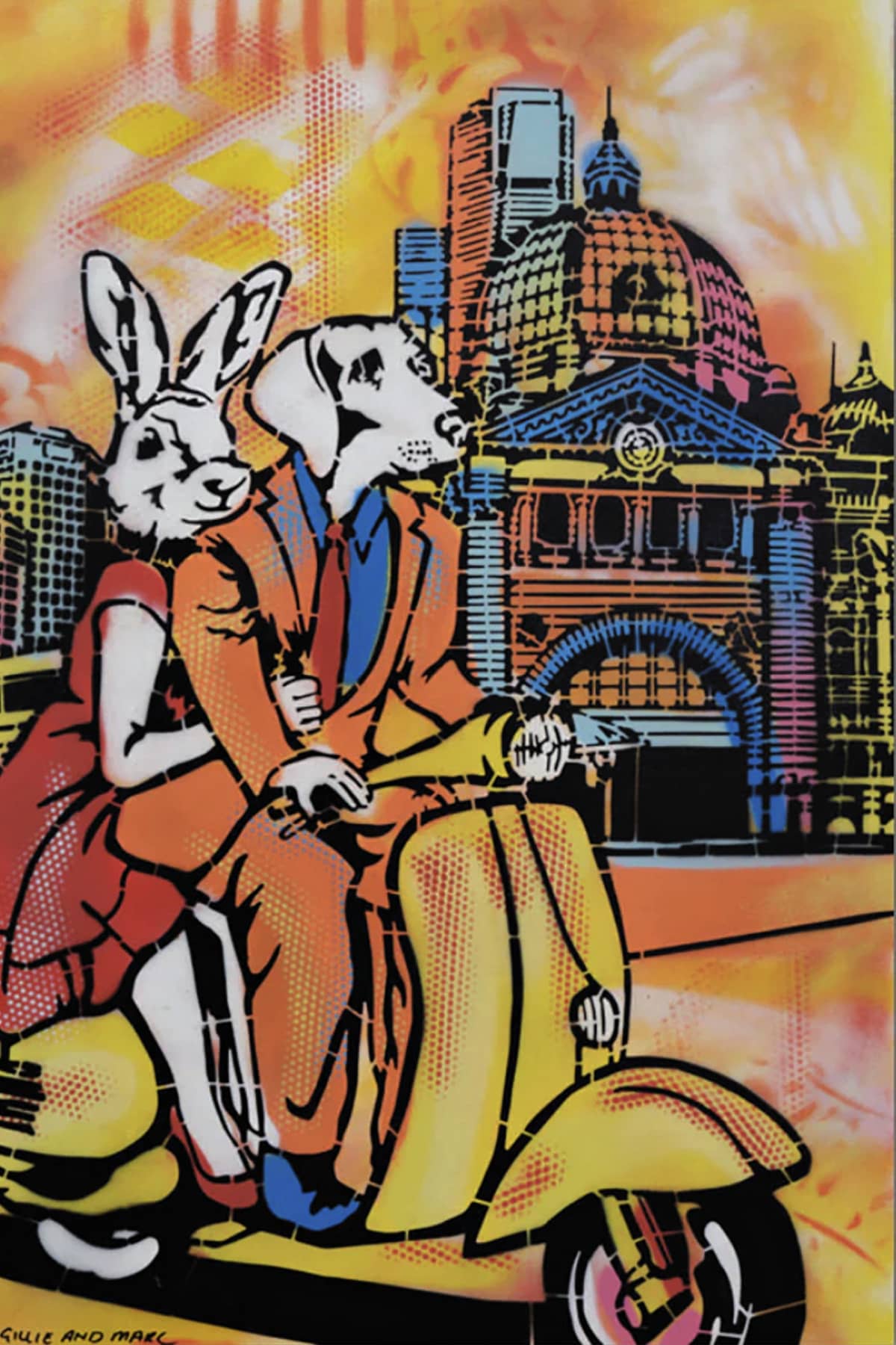 Gillie and Marc Painting ~ 'Melbourne Riding Fast' - Curate Art & Design Gallery Sorrento, Mornington Peninsula, Melbourne