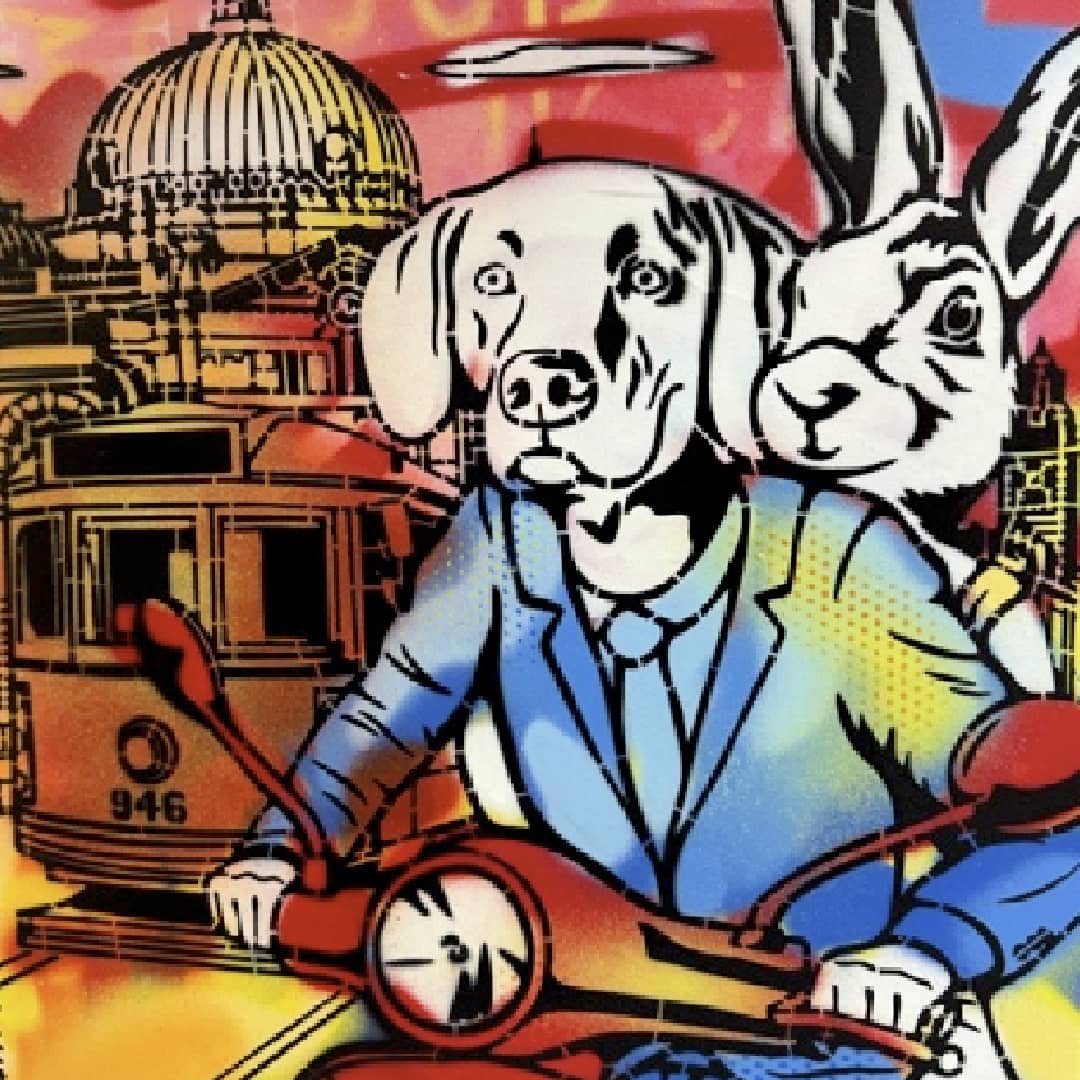 Gillie and Marc original painting ~ 'Melbourne on My Mind' @ Curate Art & Design in Daylesford, Gillie and Marc's premier gallery in Victoria, Australia.