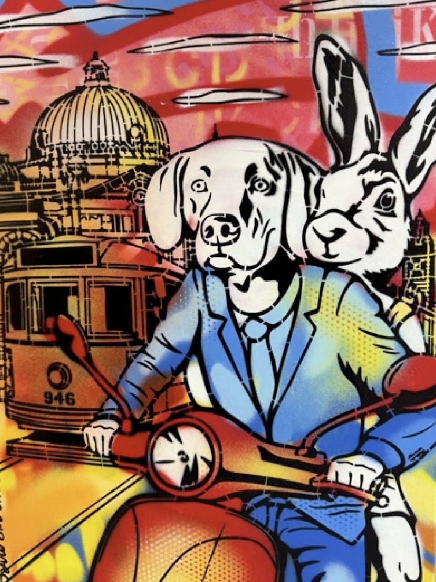Gillie and Marc original painting ~ 'Melbourne on My Mind' @ Curate Art & Design in Daylesford, Gillie and Marc's premier gallery in Victoria, Australia.