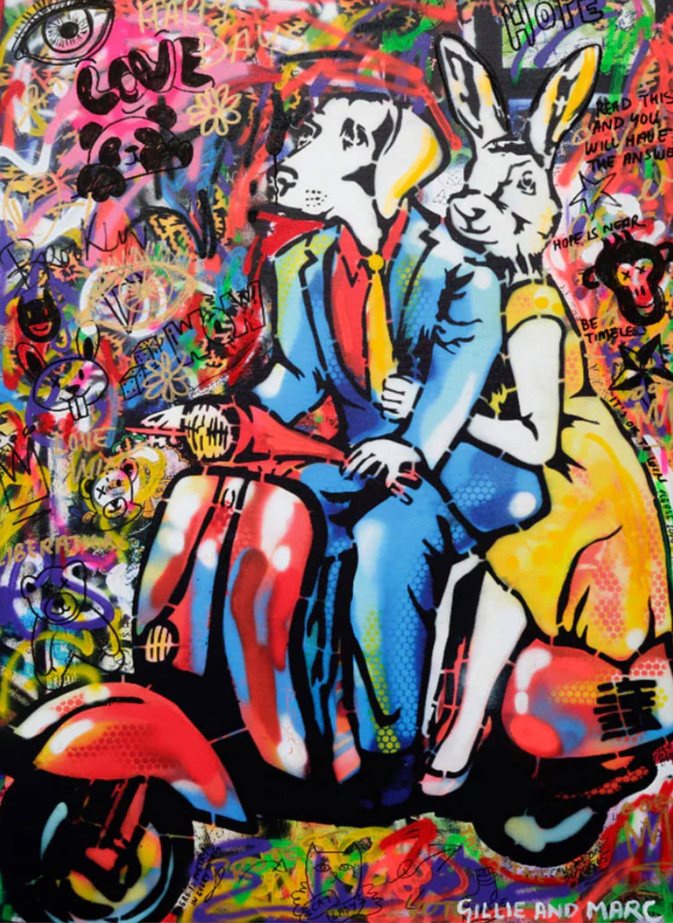 Gillie and Marc original painting ~ 'They Only Had Eyes for Each Other' @ Curate Art & Design, Gillie and Marc's premier representatives in Melbourne metro.
