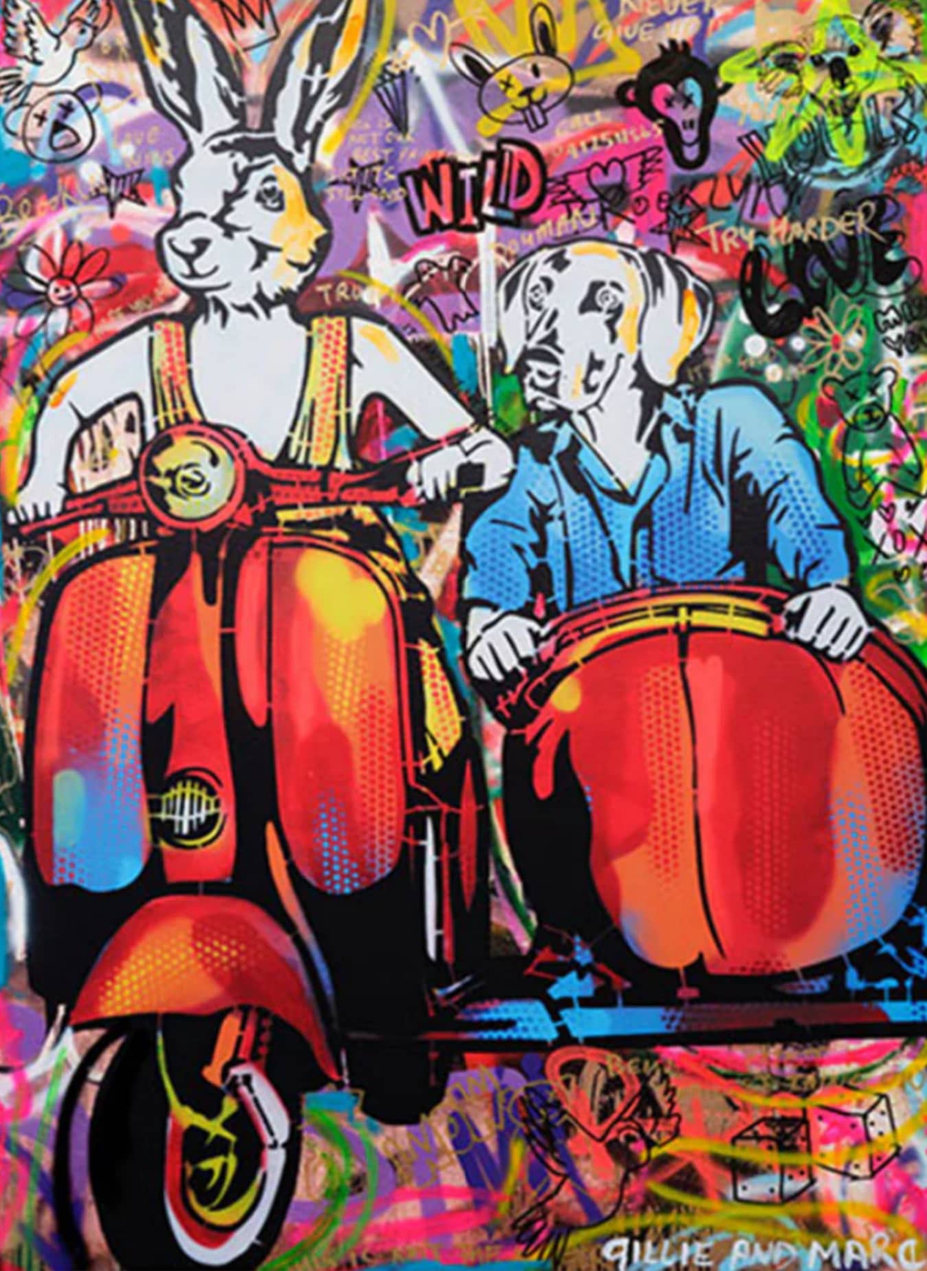 Gillie and Marc original painting ~ 'They Were Together Forever' @ Curate Art & Design, Gillie and Marc's premier representatives in Melbourne metro.