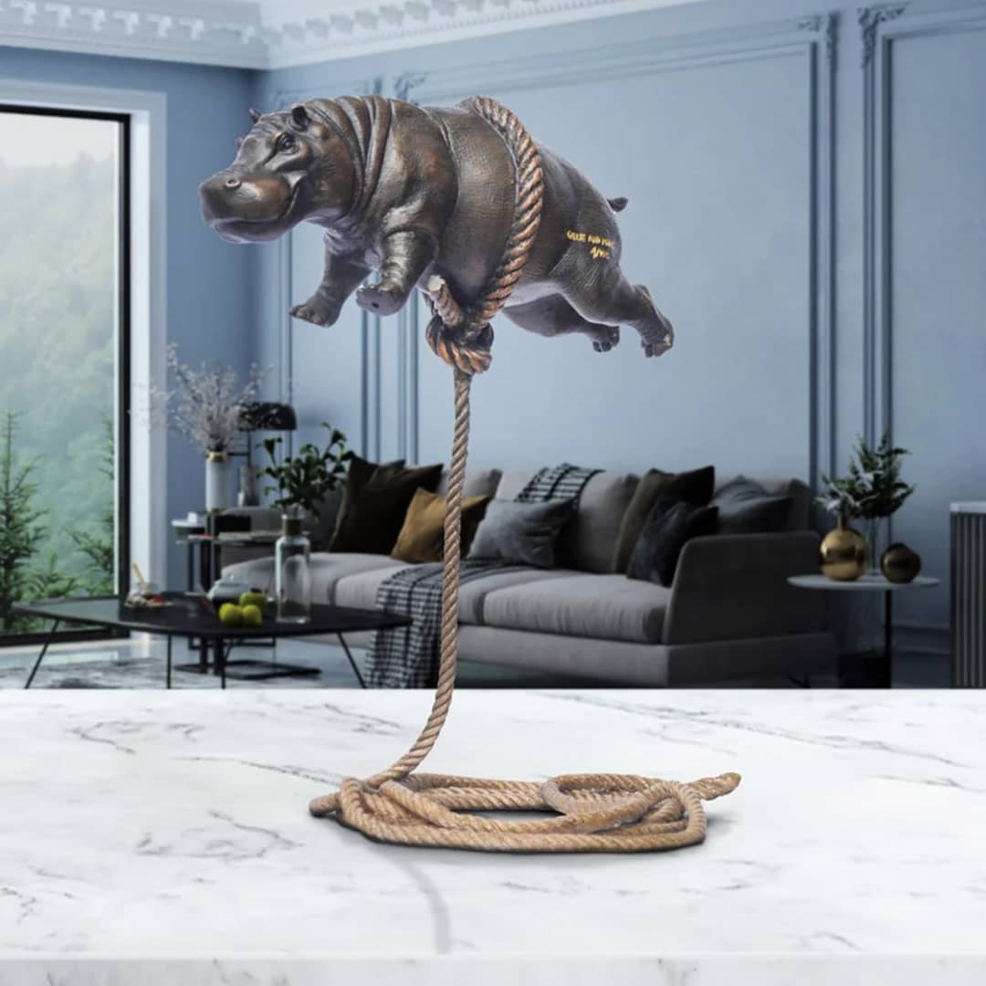 Gillie and Marc Sculpture ~ 'Baby Hippo Flying High for the First Time' @ Curate Art & Design in Daylesford, Gillie and Marc premier gallery in Victoria, Australia.