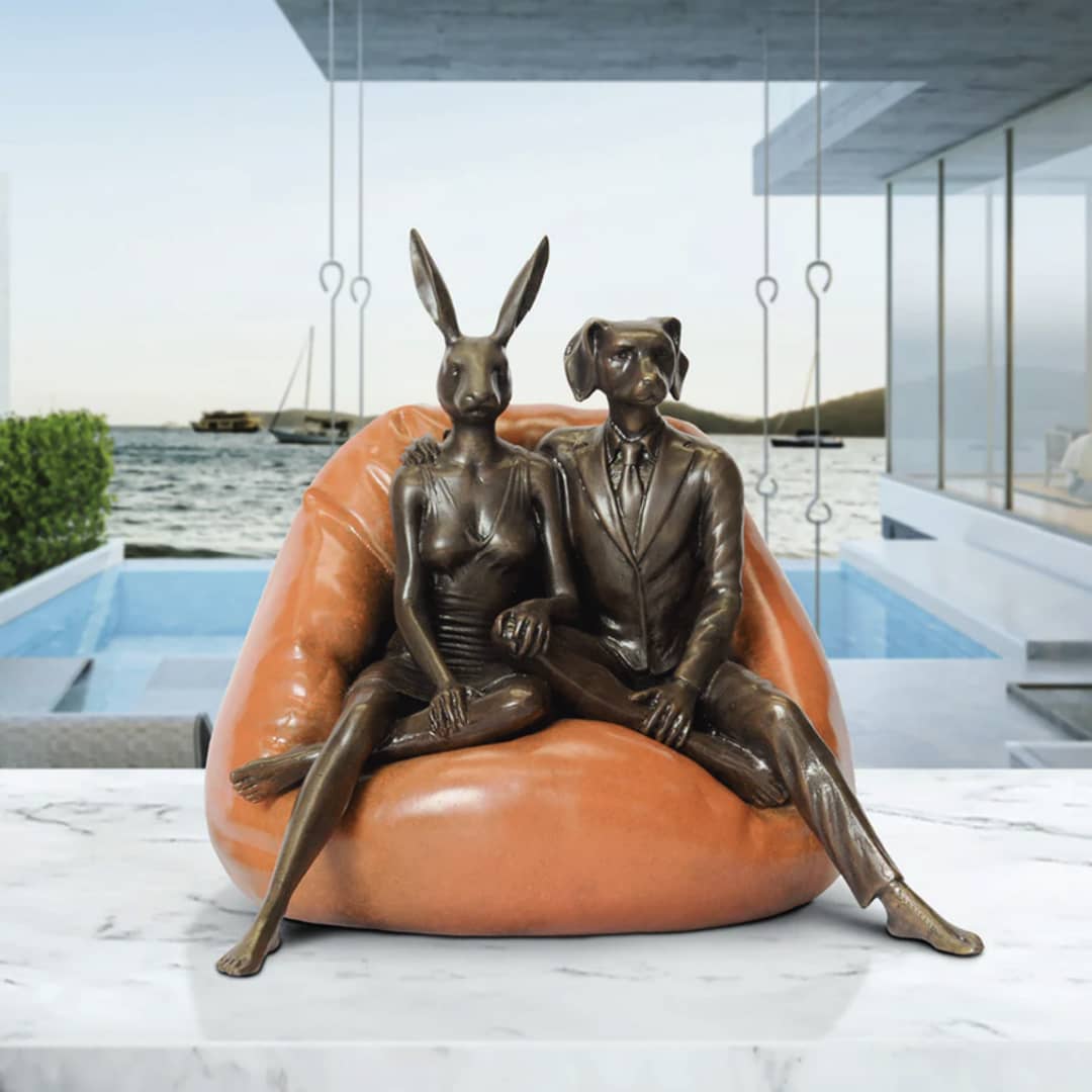 Gillie and Marc Sculpture ~ 'Beanbag Rabbitwoman and Dogman' - Curate Art & Design in Daylesford, Gillie and Marc's premier gallery in Victoria, Australia.