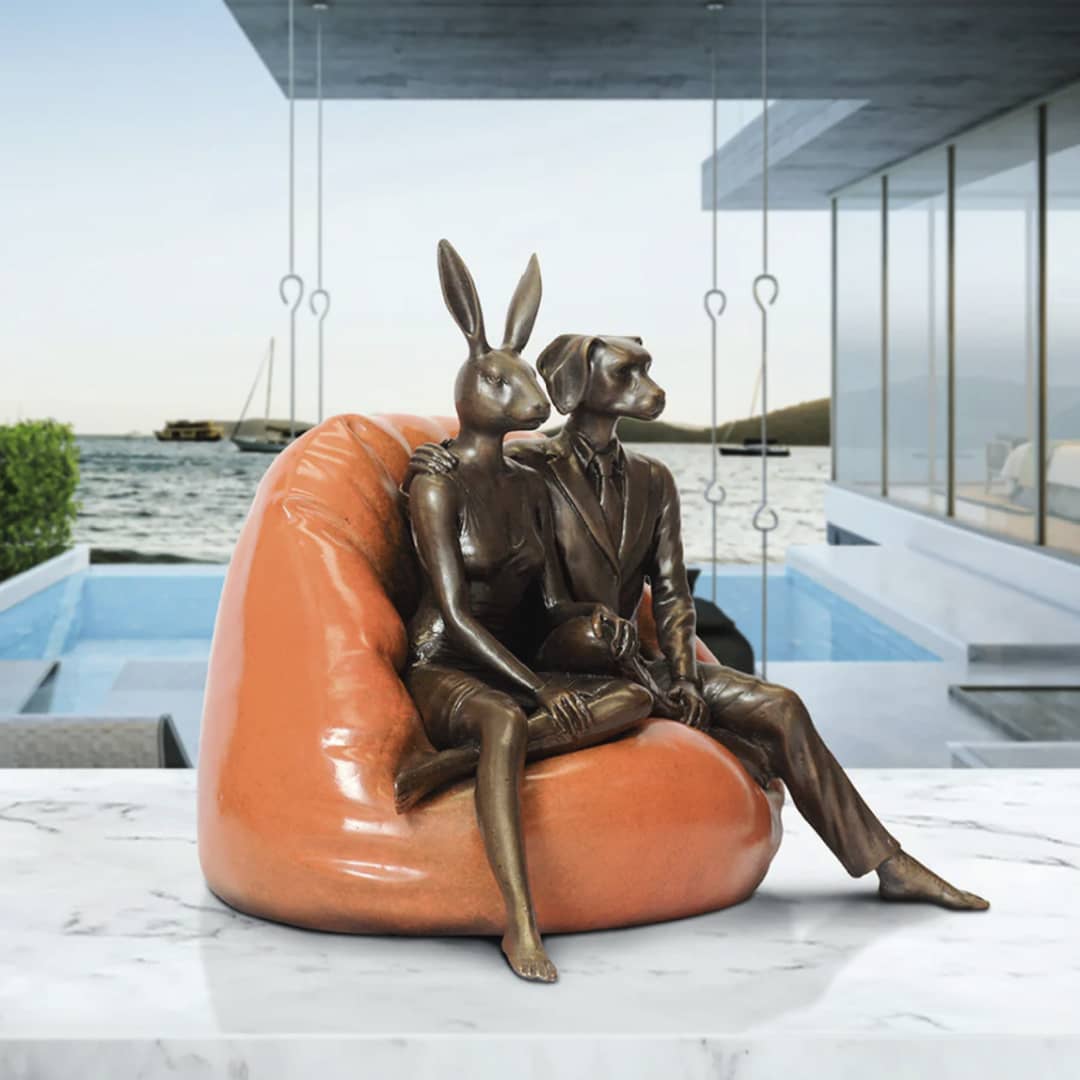 Gillie and Marc Sculpture ~ 'Beanbag Rabbitwoman and Dogman' - Curate Art & Design in Daylesford, Gillie and Marc's premier gallery in Victoria, Australia.