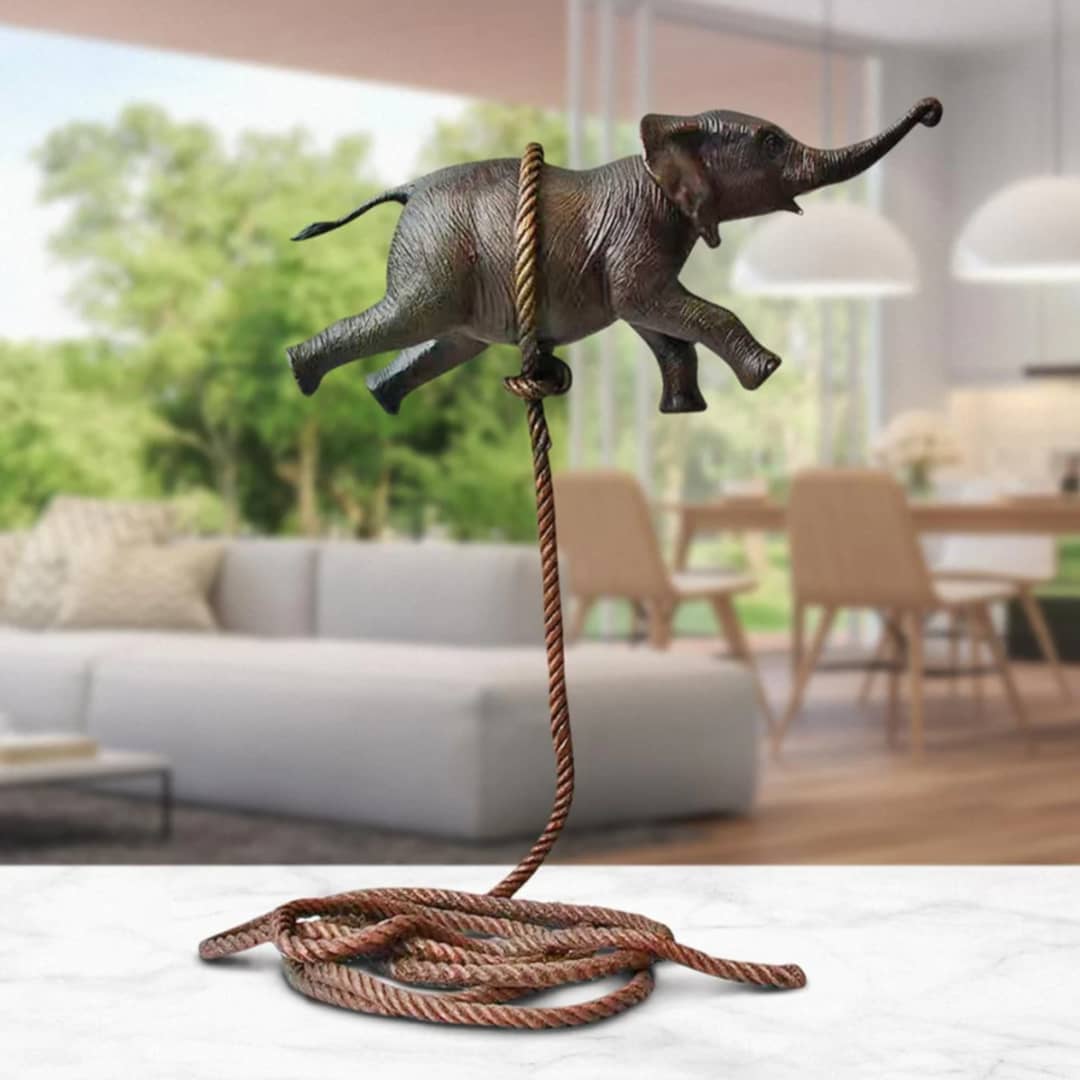 Gillie and Marc Bronze Sculpture ~ 'Flying Elephant on Short Rope' - Curate Art & Design Gallery Sorrento, Mornington Peninsula, Melbourne