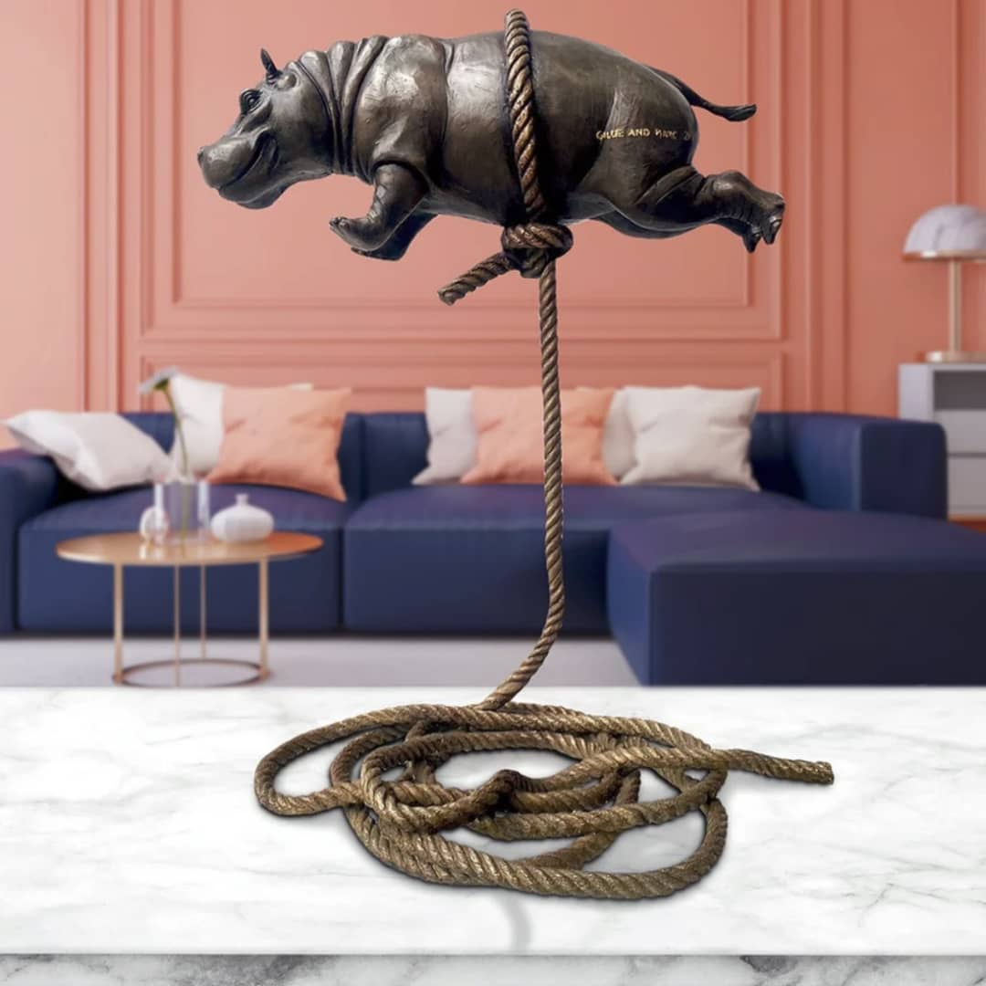 Gillie and Marc Sculpture ~ 'Flying Hippo High on a Short Rope' @ Curate Art & Design in Daylesford, Gillie and Marc premier gallery in Victoria, Australia.