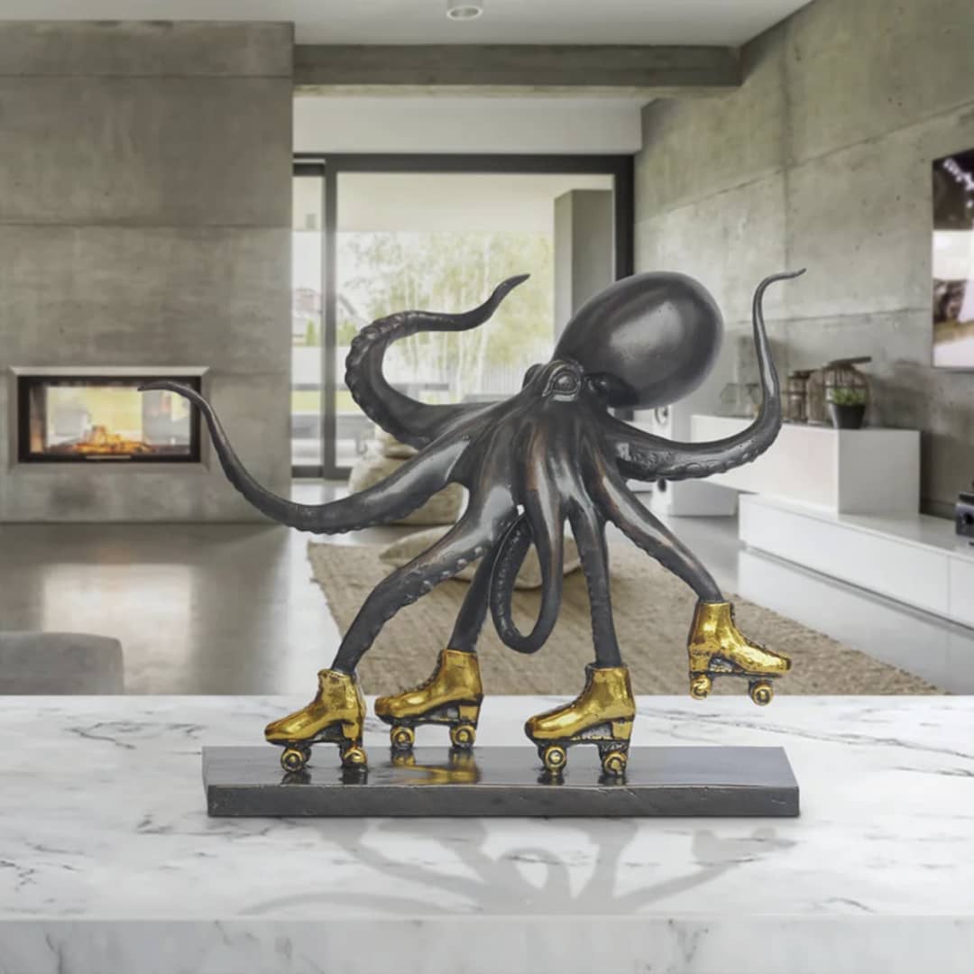 Gillie and Marc Sculpture ~ 'The Giant Pacific Octopus Races Against Time on Roller Skates' @ Curate Art & Design in Daylesford, Gillie and Marc's premier gallery in Victoria.