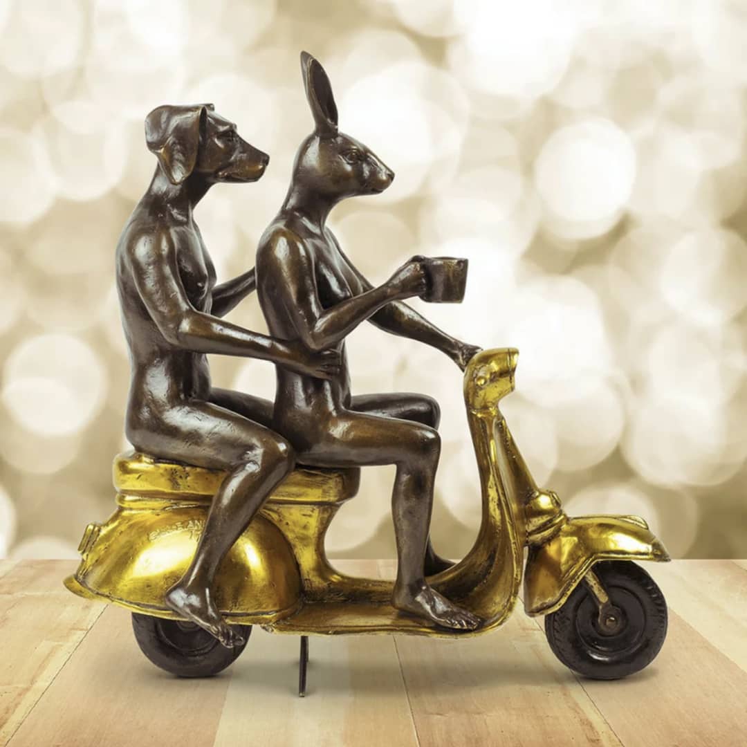 Gillie and Marc Sculpture ~ 'Their Morning Ride Started with Coffee and a Kiss' @ Curate Art & Design in Daylesford, Gillie and Marc's premier gallery in Victoria.