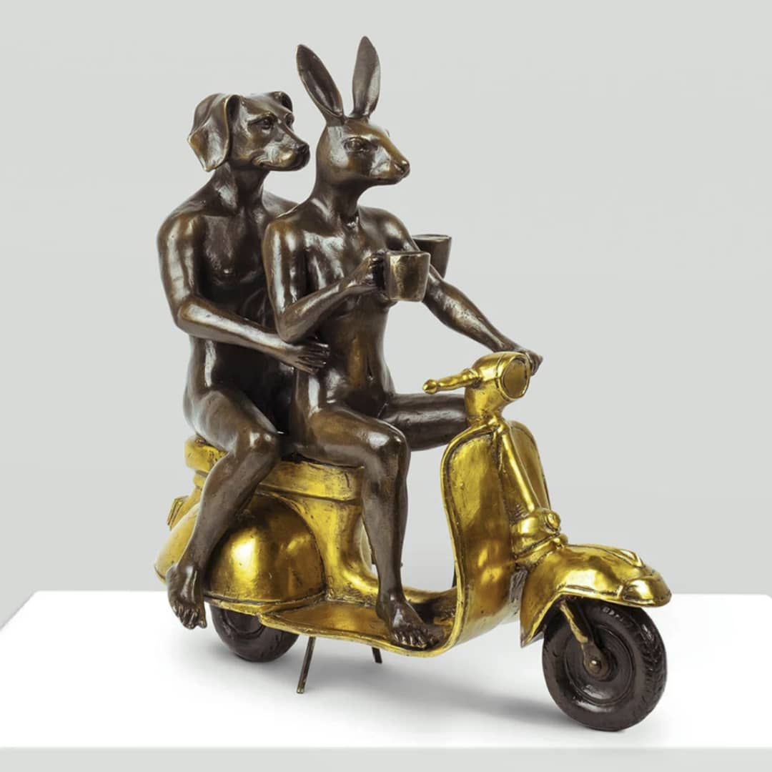 Gillie and Marc Sculpture ~ 'Their Morning Ride Started with Coffee and a Kiss' @ Curate Art & Design in Daylesford, Gillie and Marc's premier gallery in Victoria.