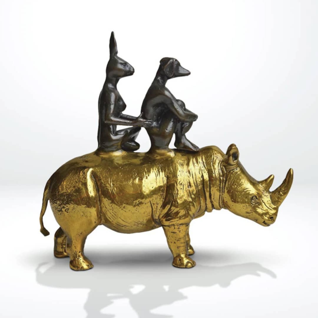 Gillie and Marc Sculpture ~ 'They Loved Rhinos and Rhinos Loved Them' (Sold)