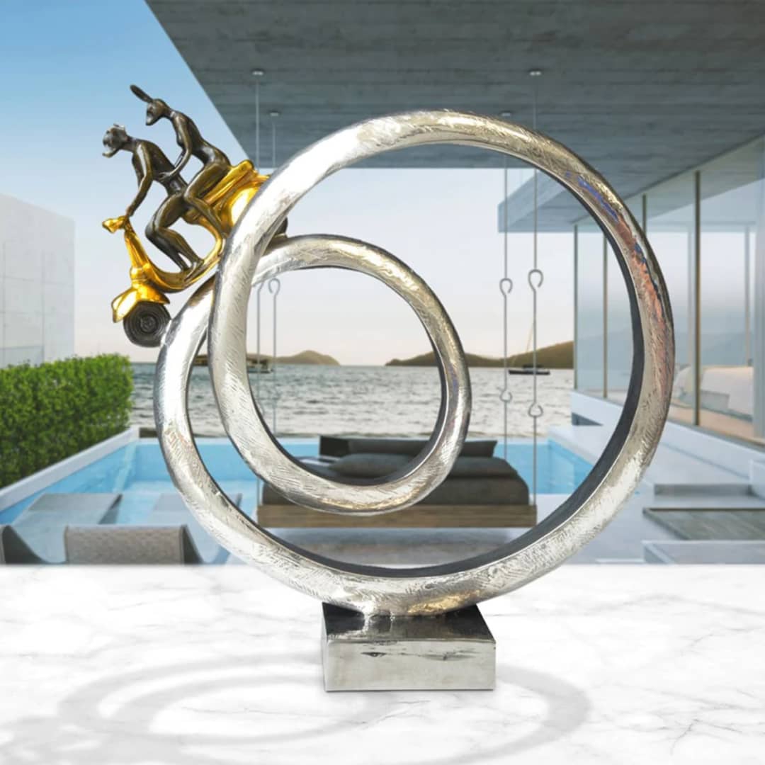Gillie and Marc Sculpture (Bronze) ~ 'Authentic Vespa Riders Go Round the World' - Curate Art & Design Gallery Sorrento Mornington Peninsula Melbourne