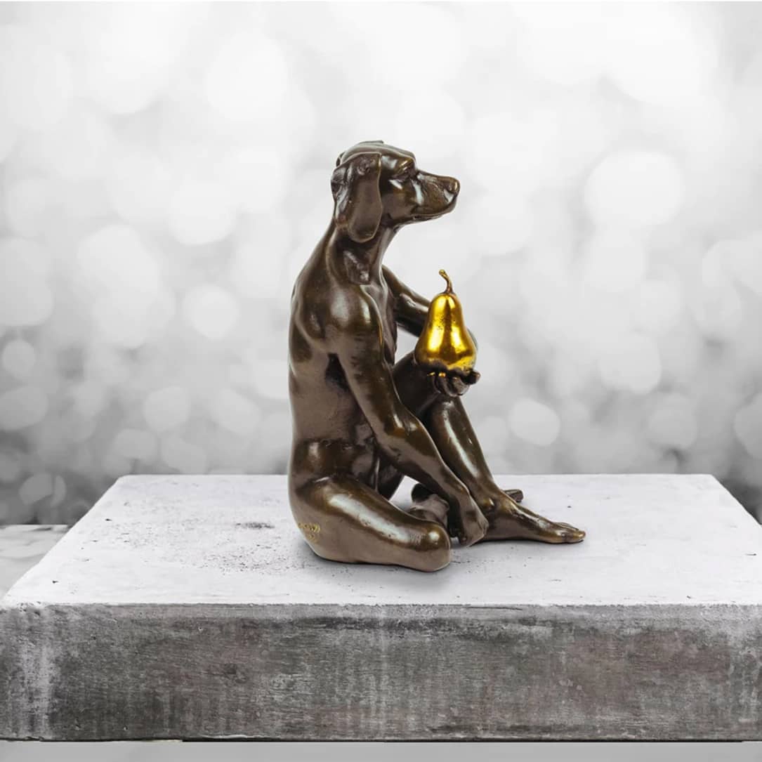 Gillie and Marc Bronze Sculpture ~ 'Dogman Grew a Pear' - Curate Art & Design Gallery Sorrento Mornington Peninsula Melbourne