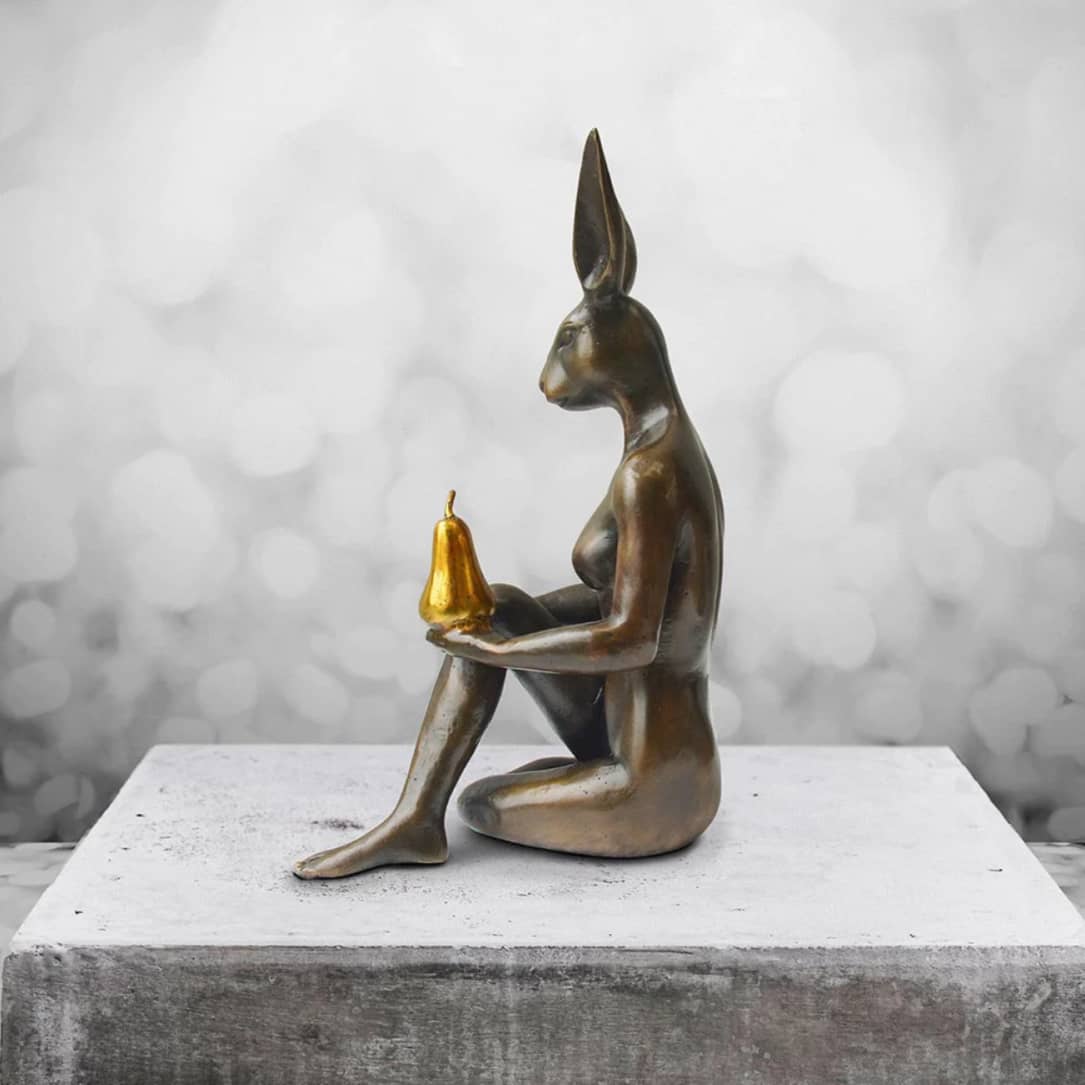 Gillie and Marc Bronze Sculpture ~ 'Rabbitwoman Grew a Pear' - Curate Art & Design Gallery Sorrento Mornington Peninsula Melbourne