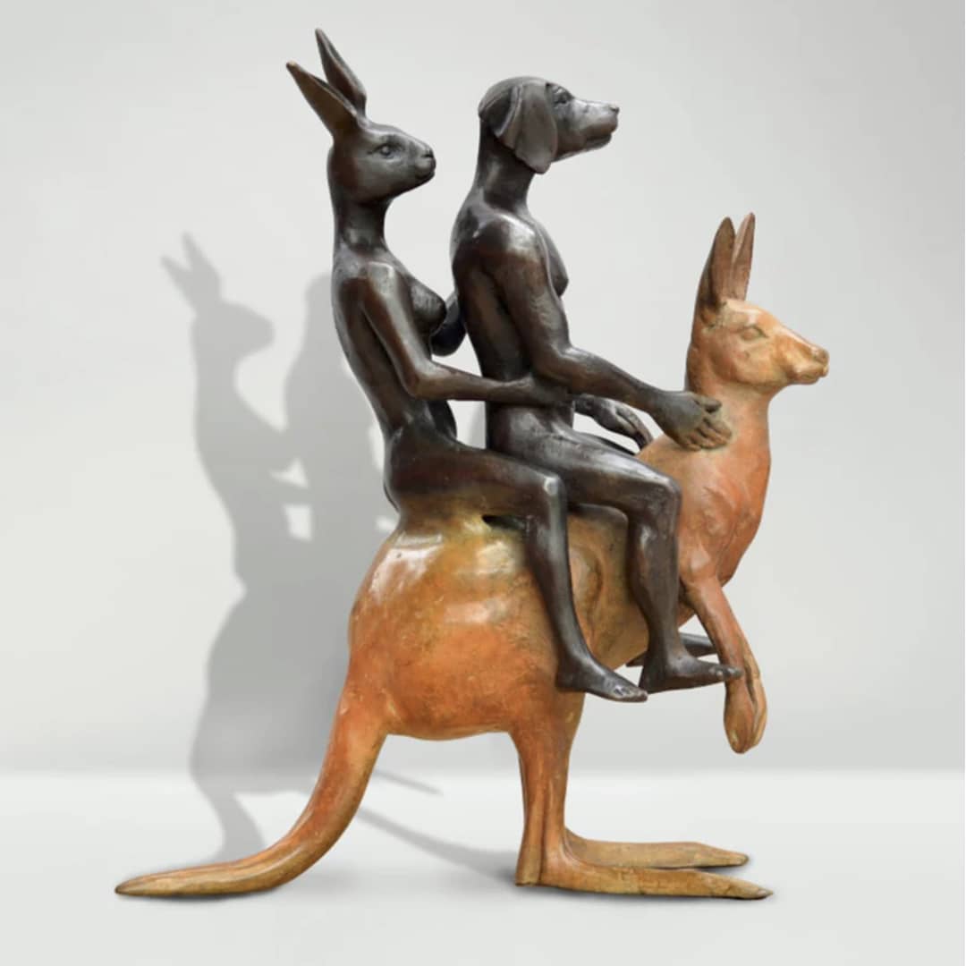 Gillie and Marc Sculpture ~ 'They Hopped Into an Adventure of a Lifetime' - Curate Art & Design, Gillie and Marc's premier representatives in Melbourne metro.