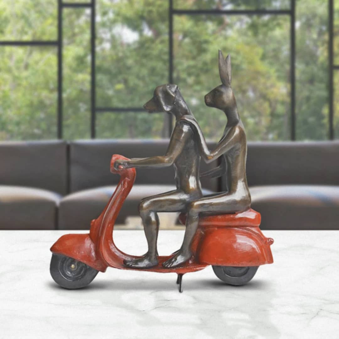 Gillie and Marc Sculpture* ~ 'They Rode to Save Wildlife' (Red) (Sold)