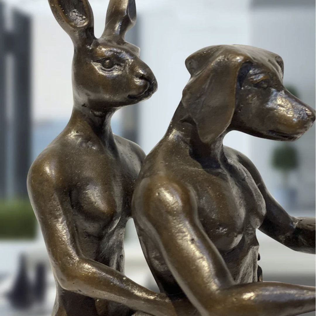 Gillie and Marc Sculpture ~ 'They Were the Authentic Vespa Riders' (Gold) | Curate Art & Design gallery in Daylesford, Gillie and Marc's premier gallery in Victoria.